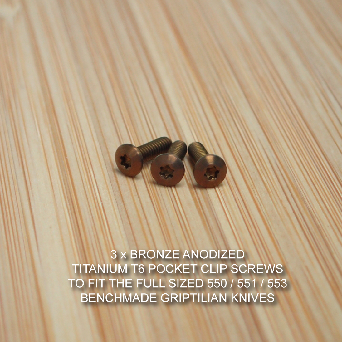 Benchmade 550 551 Full Griptilian Replacement BRONZE Titanium Pocket Clip Screws