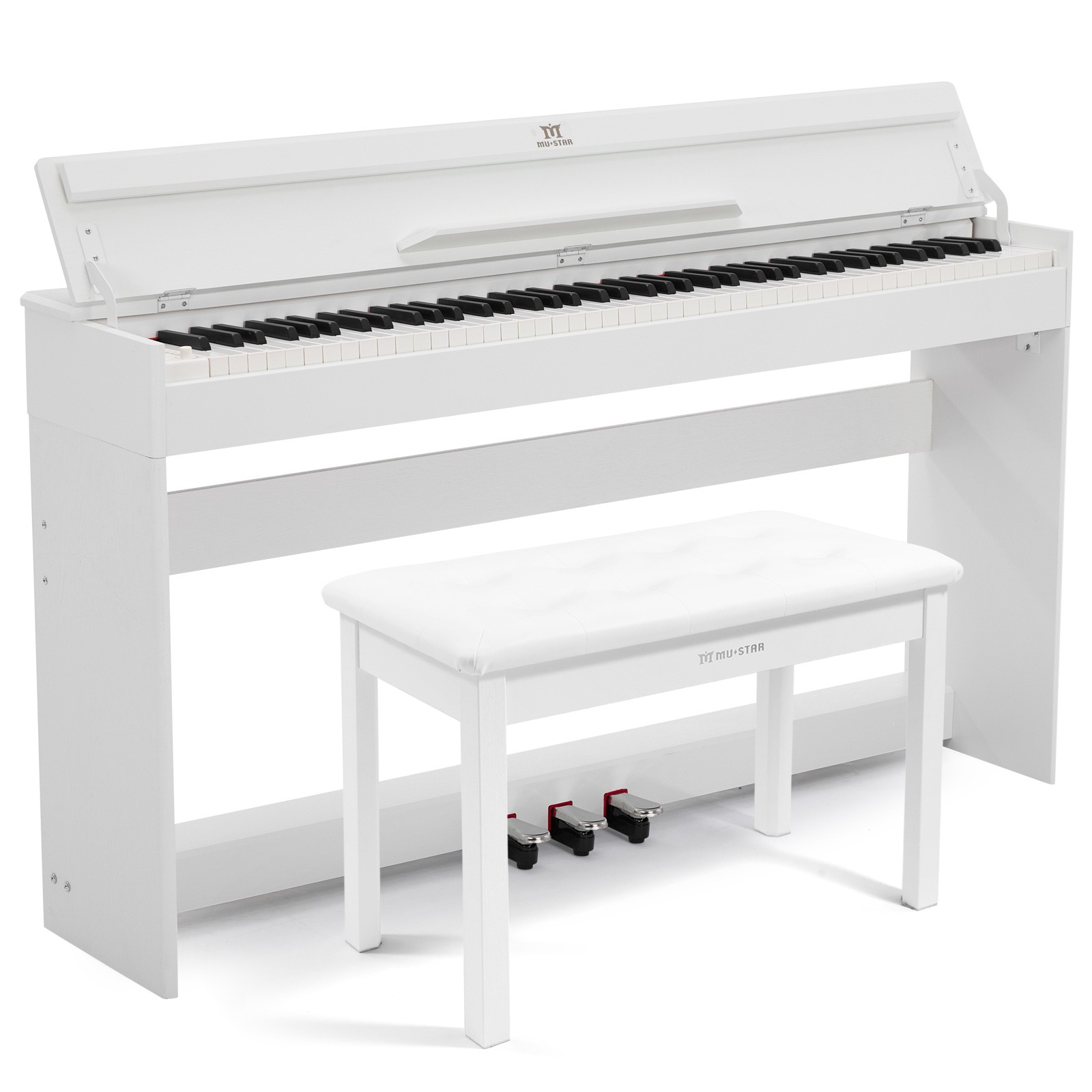 Fully Weighted 88Keys Digital Piano Graded Hammer Action Keyboards w/Bench White