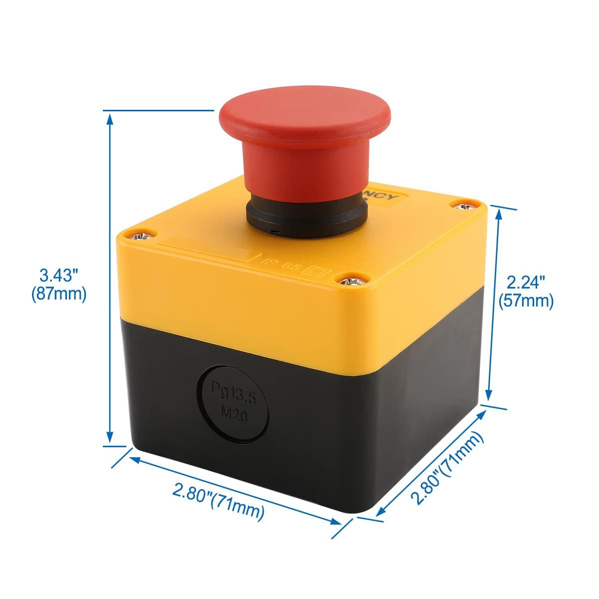 Red Emergency Stop Push Button Switch Momentary Weatherproof 660V with Box