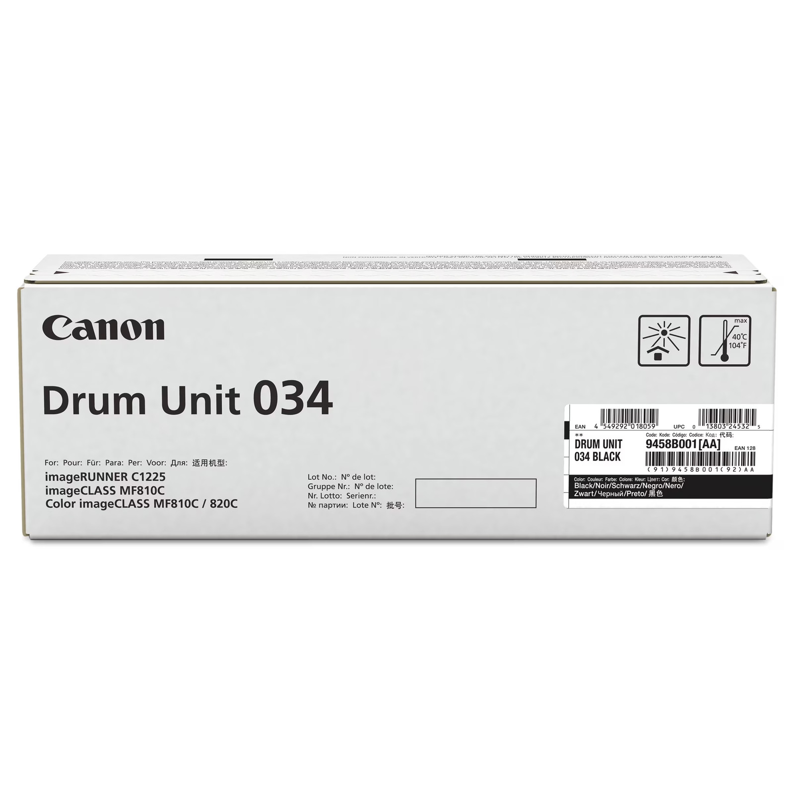 Canon 9458B001AA Drum Unit 034 Black For Select ImageClass Printers