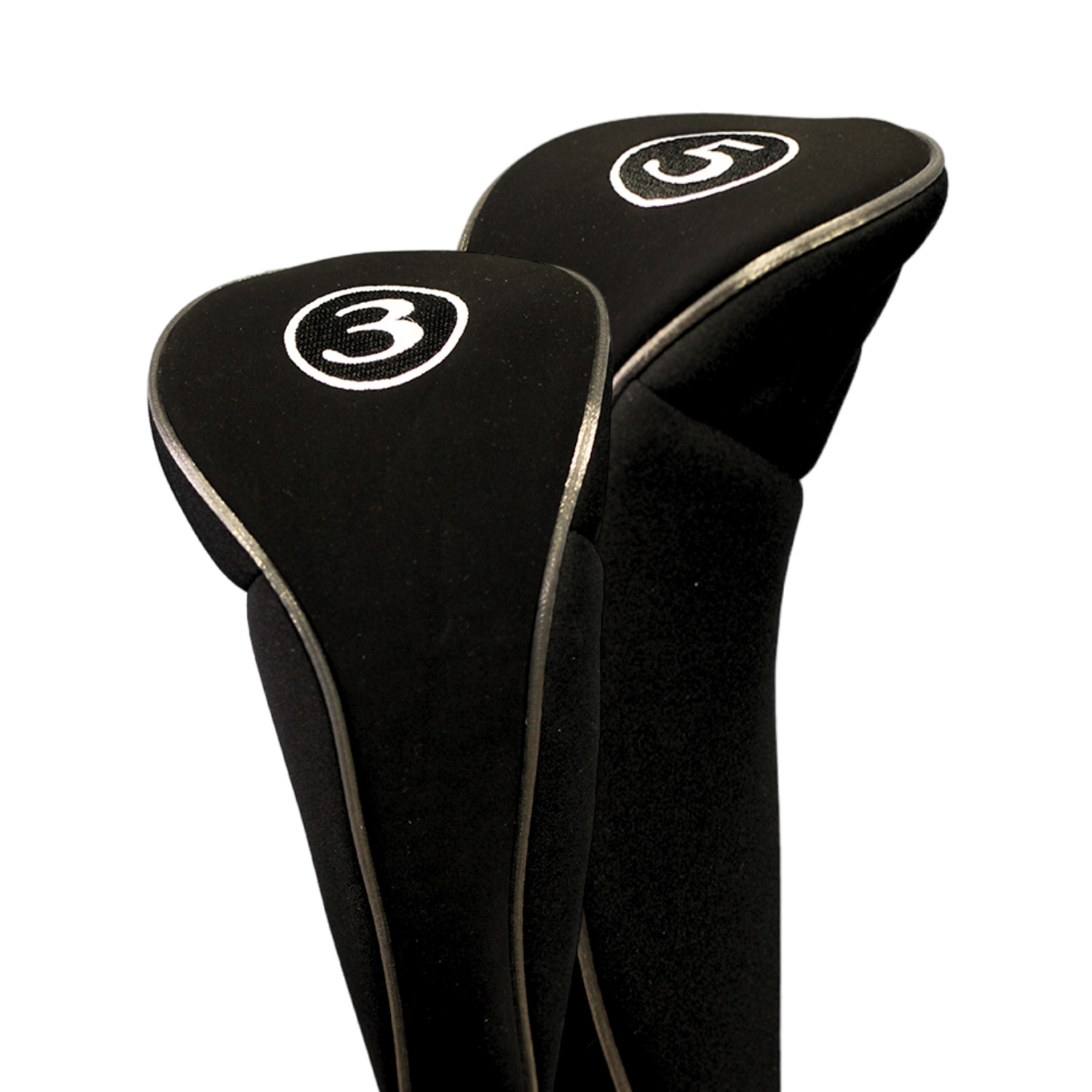 NEW BLACK ZIPPER 3 5 WOODS HEAD COVERS GOLF CLUB FULL HEADCOVER COMPLETE SET