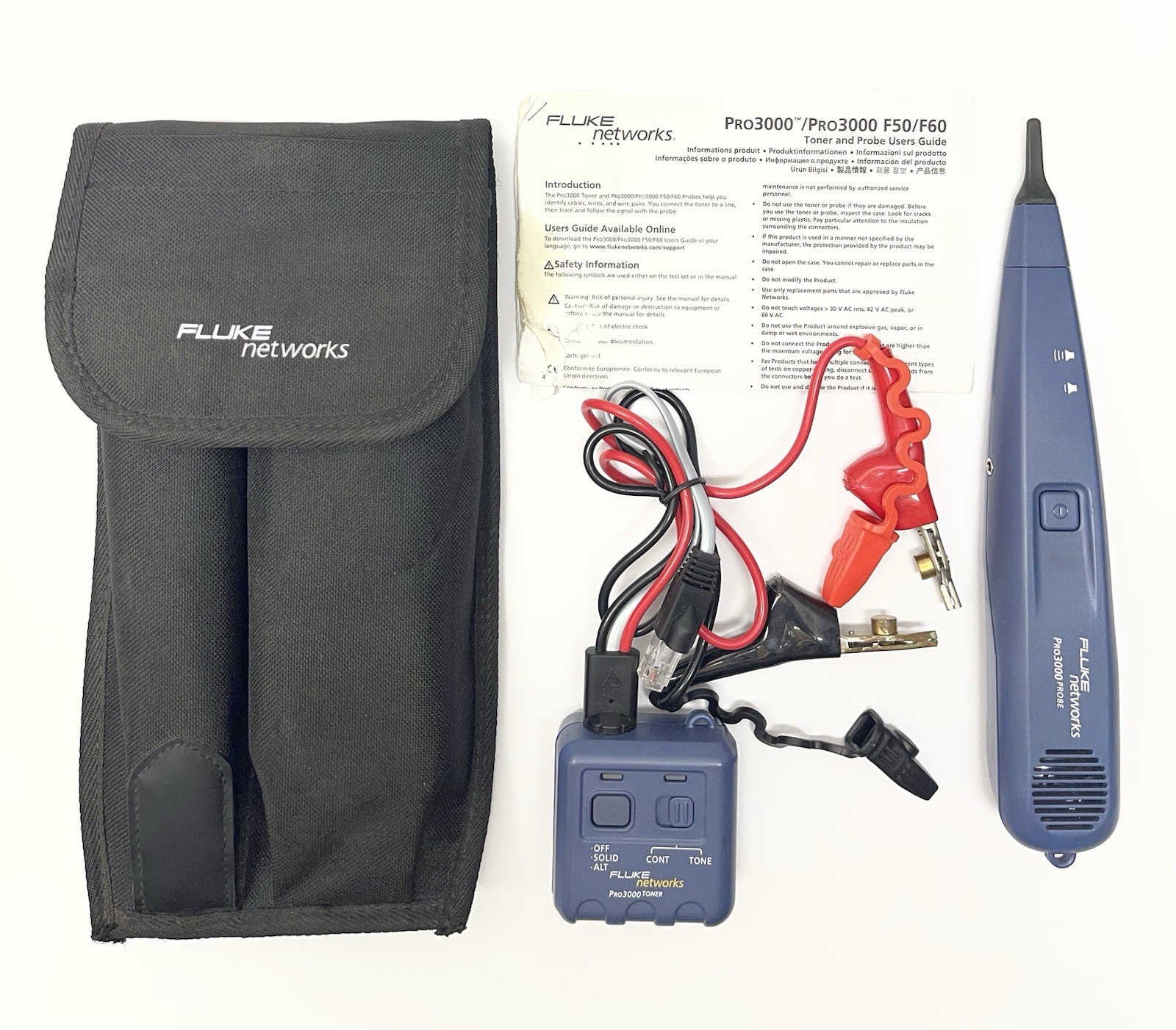 Fluke Networks Pro 3000 Probe & Toner Kit with Case & Manual