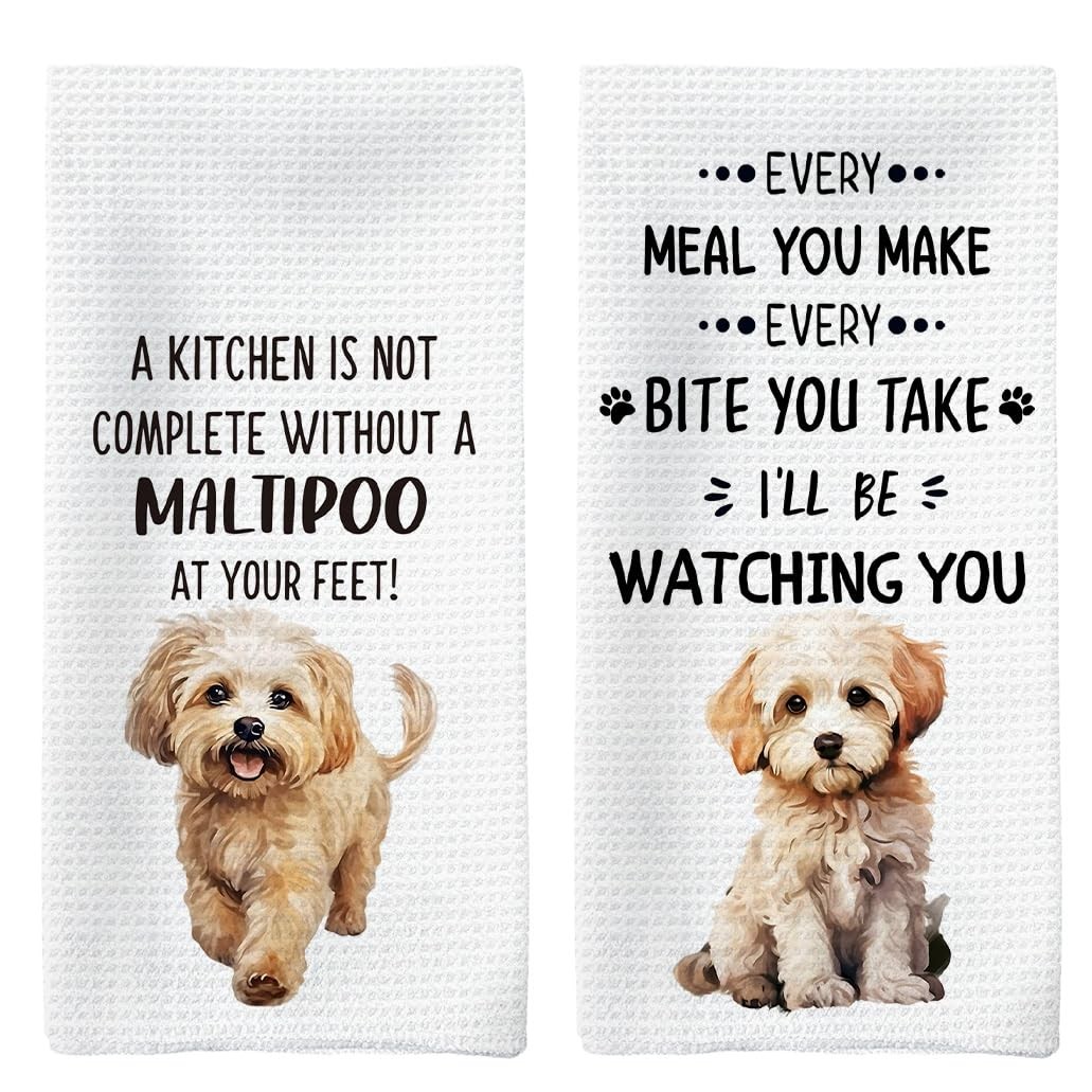 Maltipoo Dog Kitchen Towels 16x24 Inch Gifts Lovers Hand Dish Tea Decor
