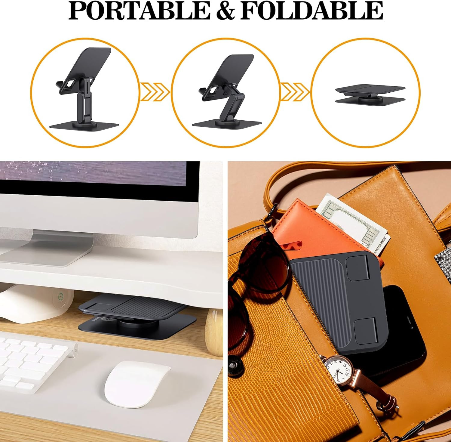 Ipad Stand, 360° Rotating Adjustable Foldable Ipad Tablet Stand Holder for Desk