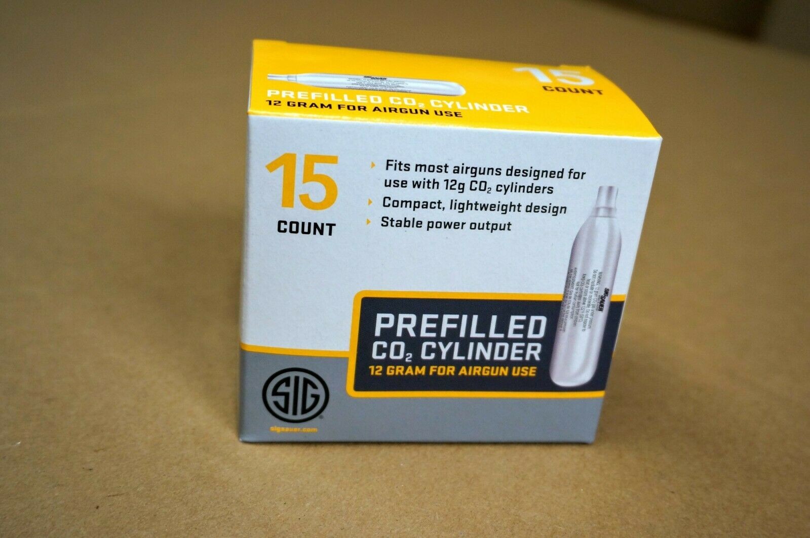 SIG SAUER ASP 12 Gram Pre-Filled CO2 Cylinder Cartridges 15 Pack AC-12-15
