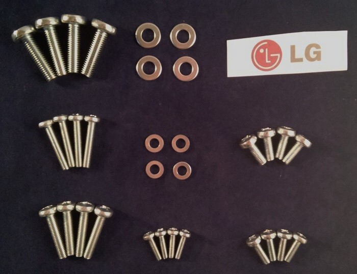 Full set of LG TV Mounting Bolts/Screws and Washers - Fits any size LG TV