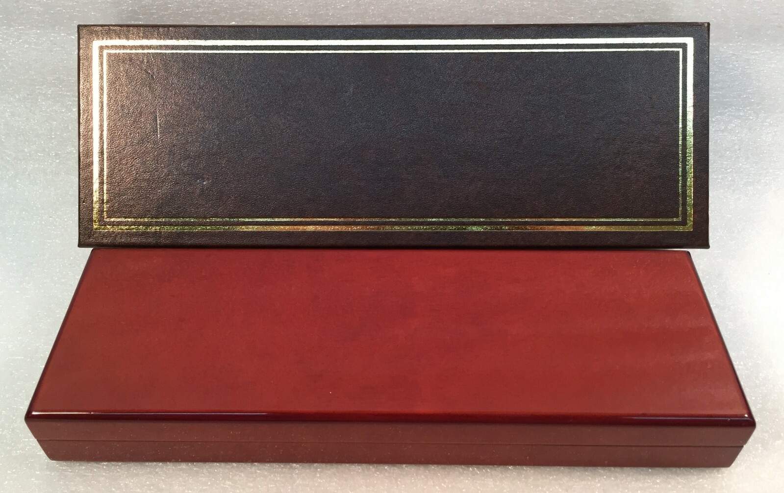 Lacquered Wooden Decorative Box w/Tan Velvet Lining
