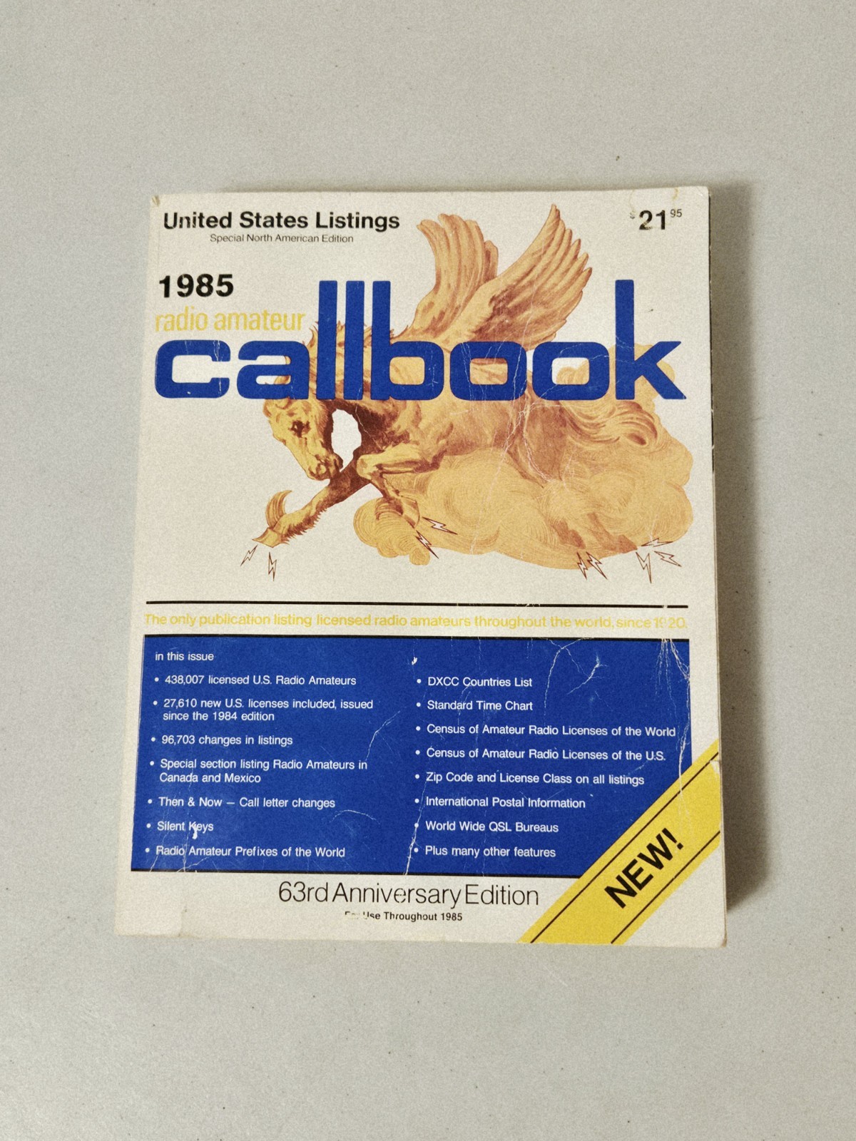 1985 Radio Amateur Callbook 63rd Anniversary Edition United States Listings