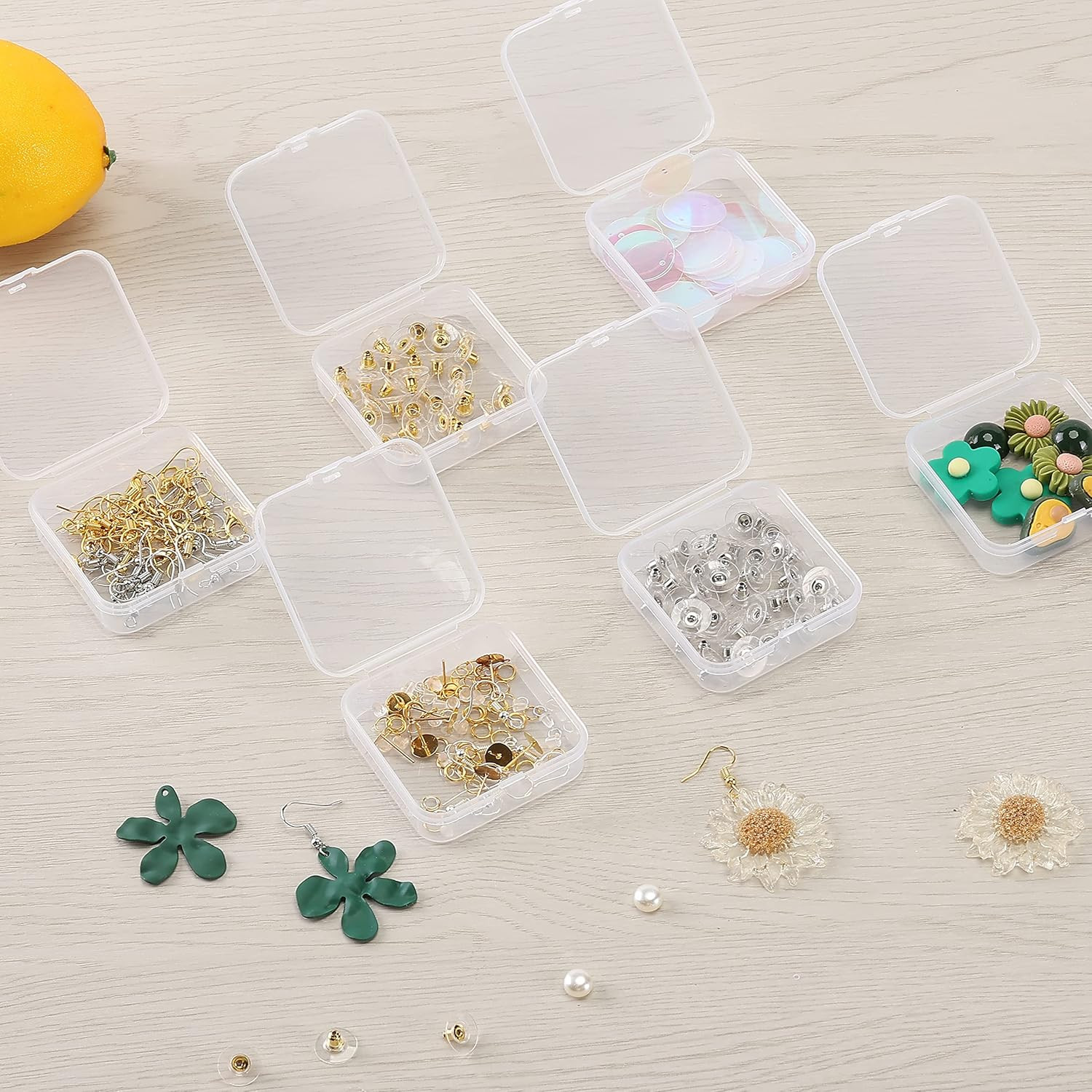 Bead Organizer Box, 12 Pcs, Clear, Small Beads Organizers and Storage Plastic Ca