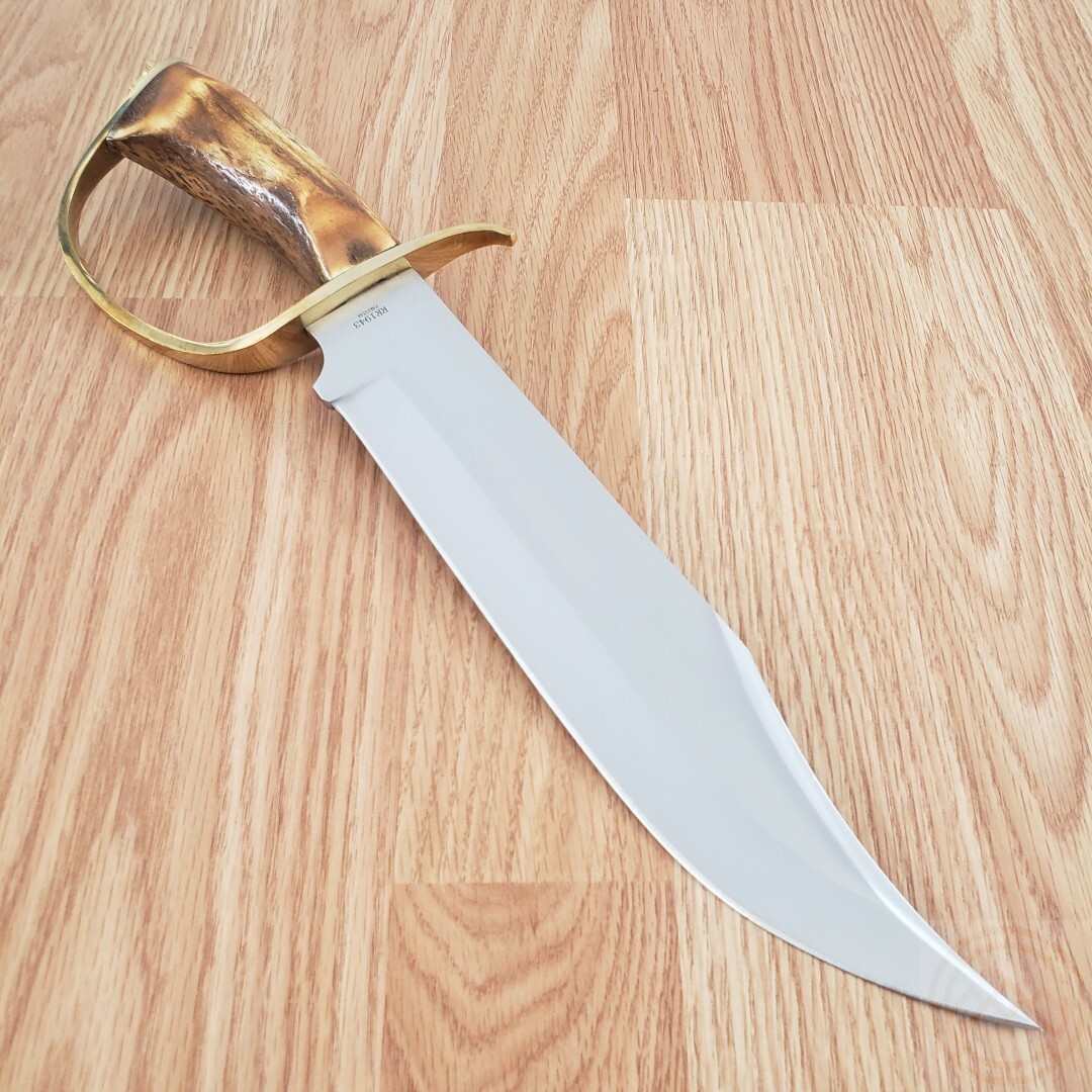 Rough Ryder Fixed Knife 10.5" Satin Finish Stainless Blade Stag Bone Handle