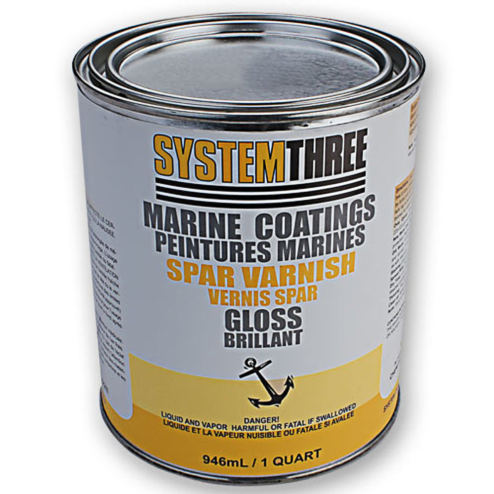 System Three 1850S16  Clear Marine Spar Urethane Varnish Coating, 1 quart Can