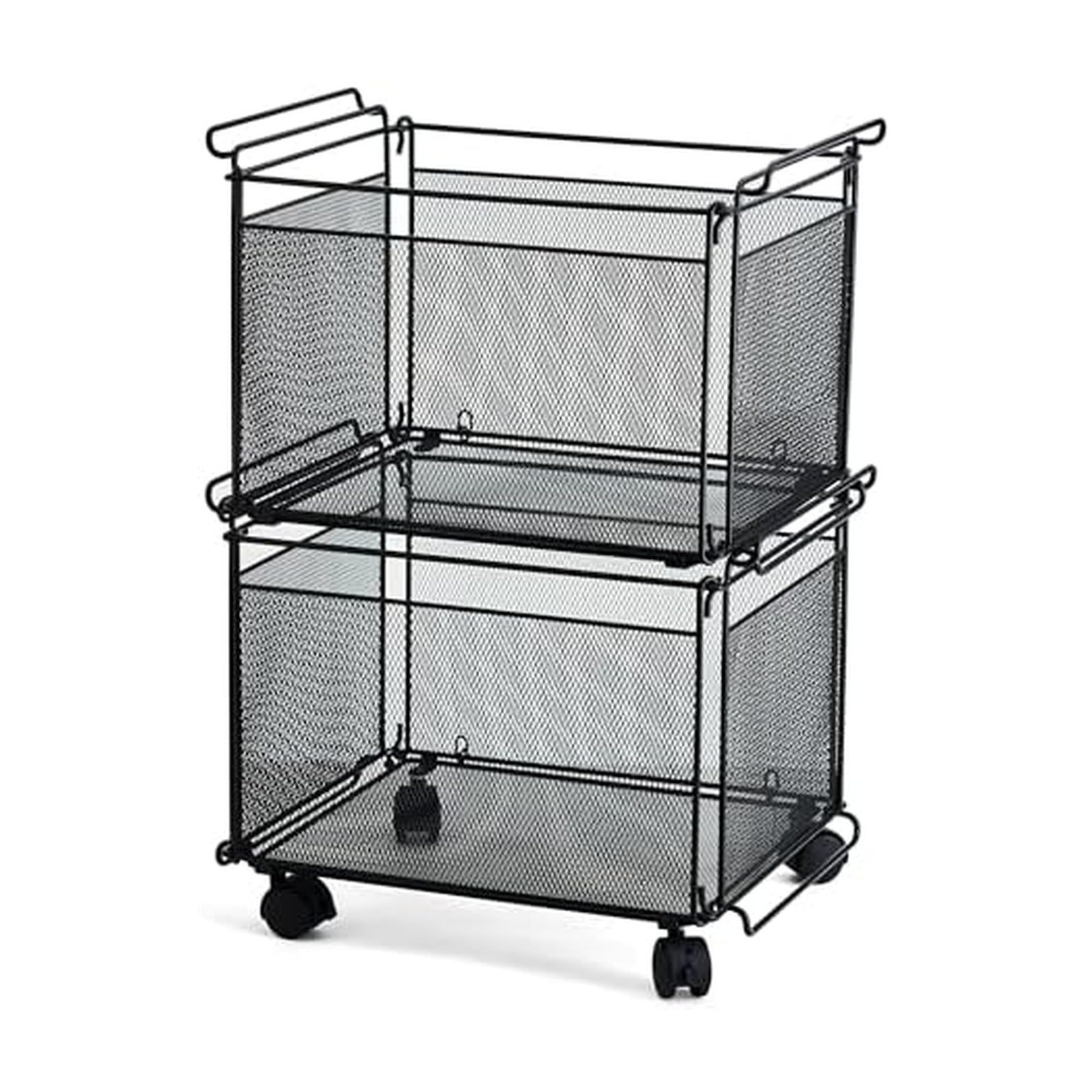 Artesa Presa Rolling Collapsible Stackable File Storage Organizer Basket Set Of