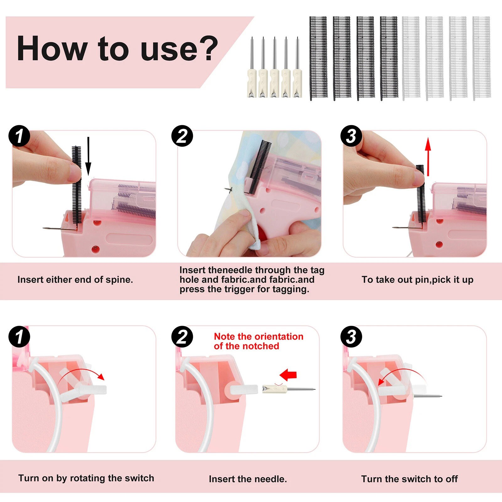 Sewing Gun Pink Effortless Operation Smooth Fabric Fixing Includes Glue Needles