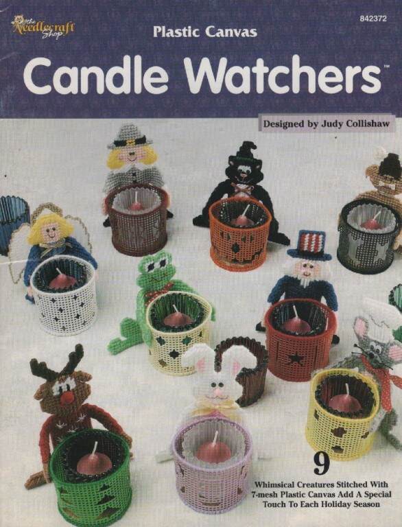 OOP!!! PLASTIC CANVAS CANDLE WATCHERS 9 WHIMSICAL DESIGNS