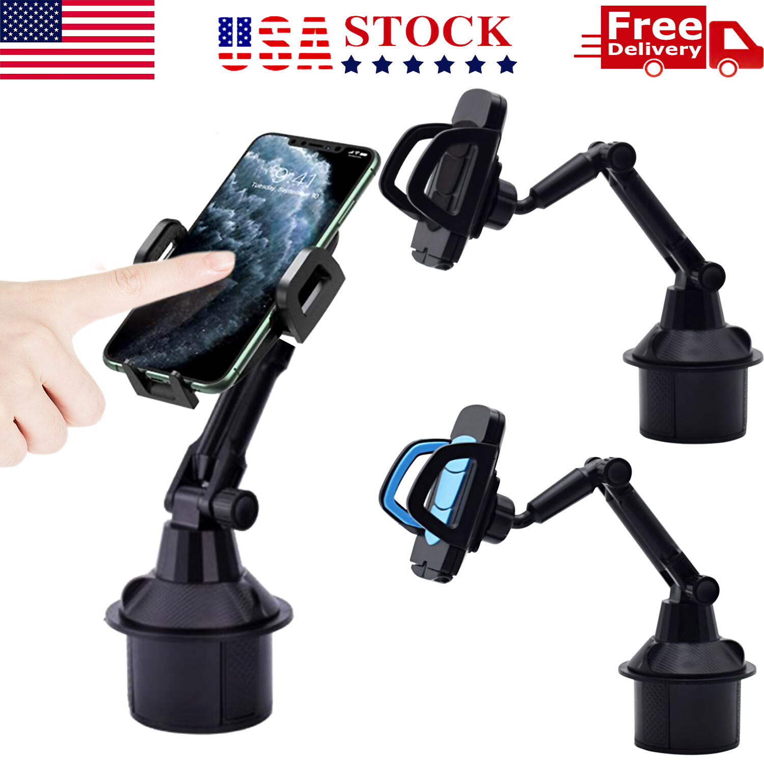 Universal Adjustable Car Mount Cup Cradle Holder for iPhones and Android phones