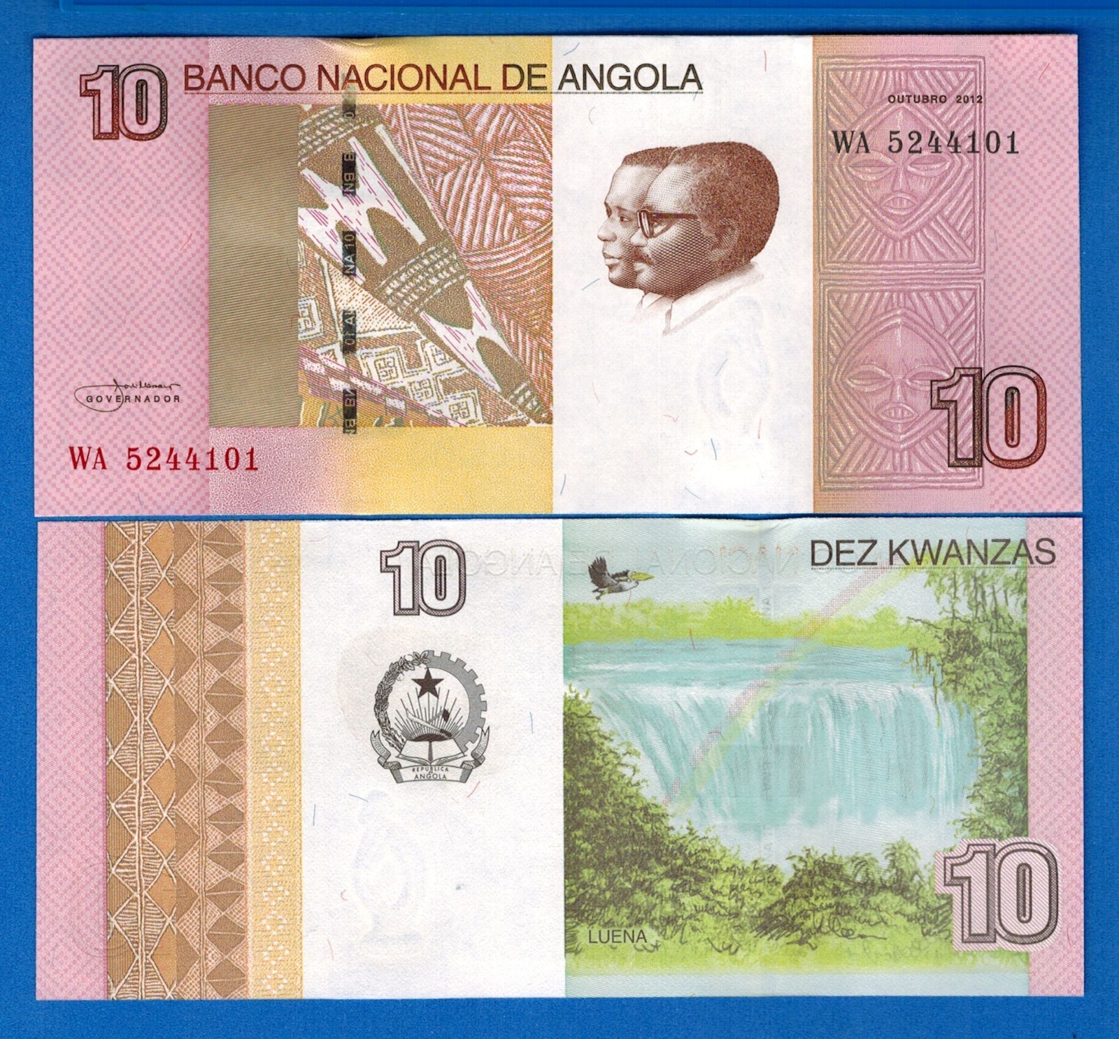 Angola P-151B 10 Kwanzas 2012 Waterfall Uncirculated Banknote Free Shipping