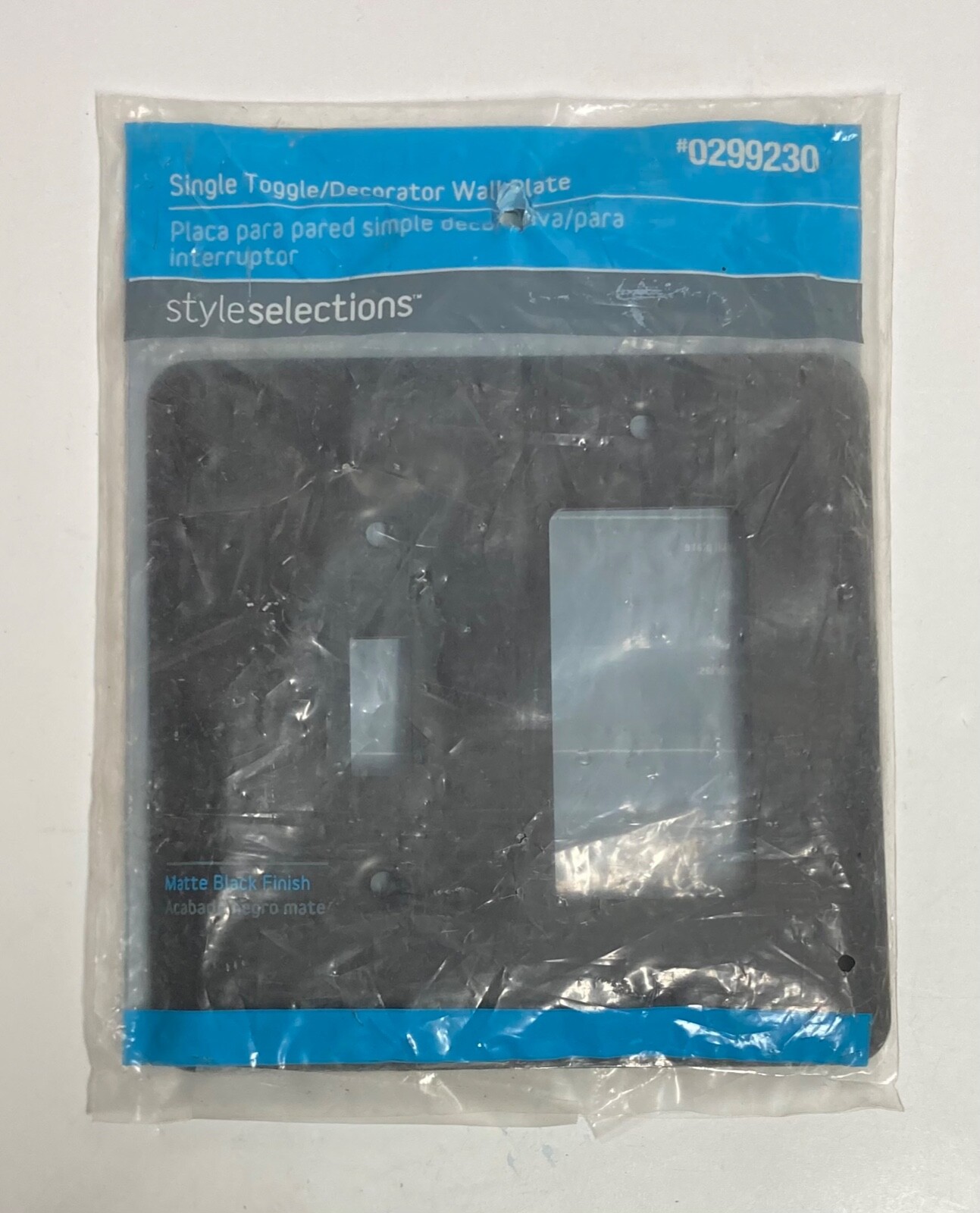 0299230 STYLESELECTIONS SINGLE TOGGLE WALL PLATE MATTE BLACK FINISH W10590-FB-CP