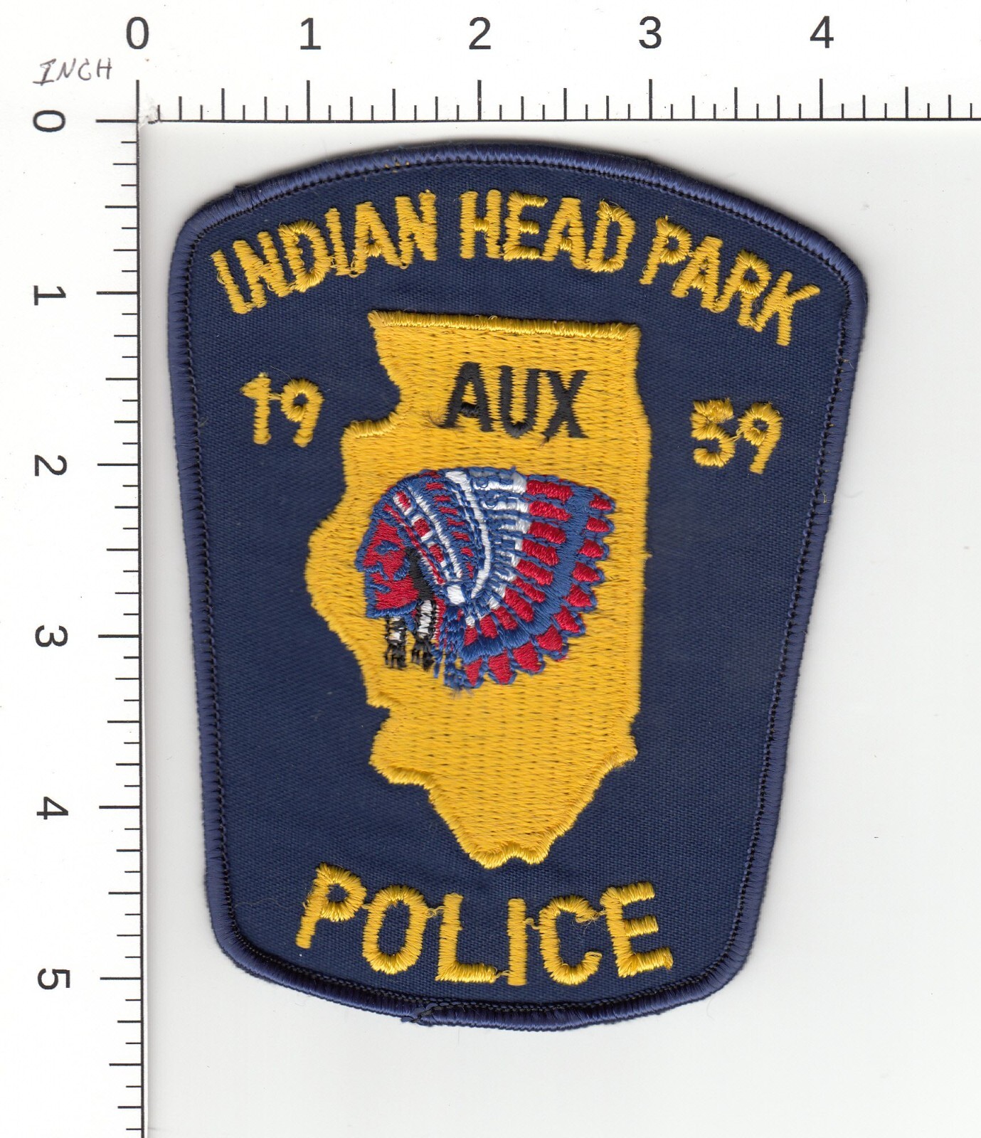 VINTAGE AUXILIARY INDIAN HEAD PARK -- ILLINOIS COLLECTIBLE POLICE PATCH