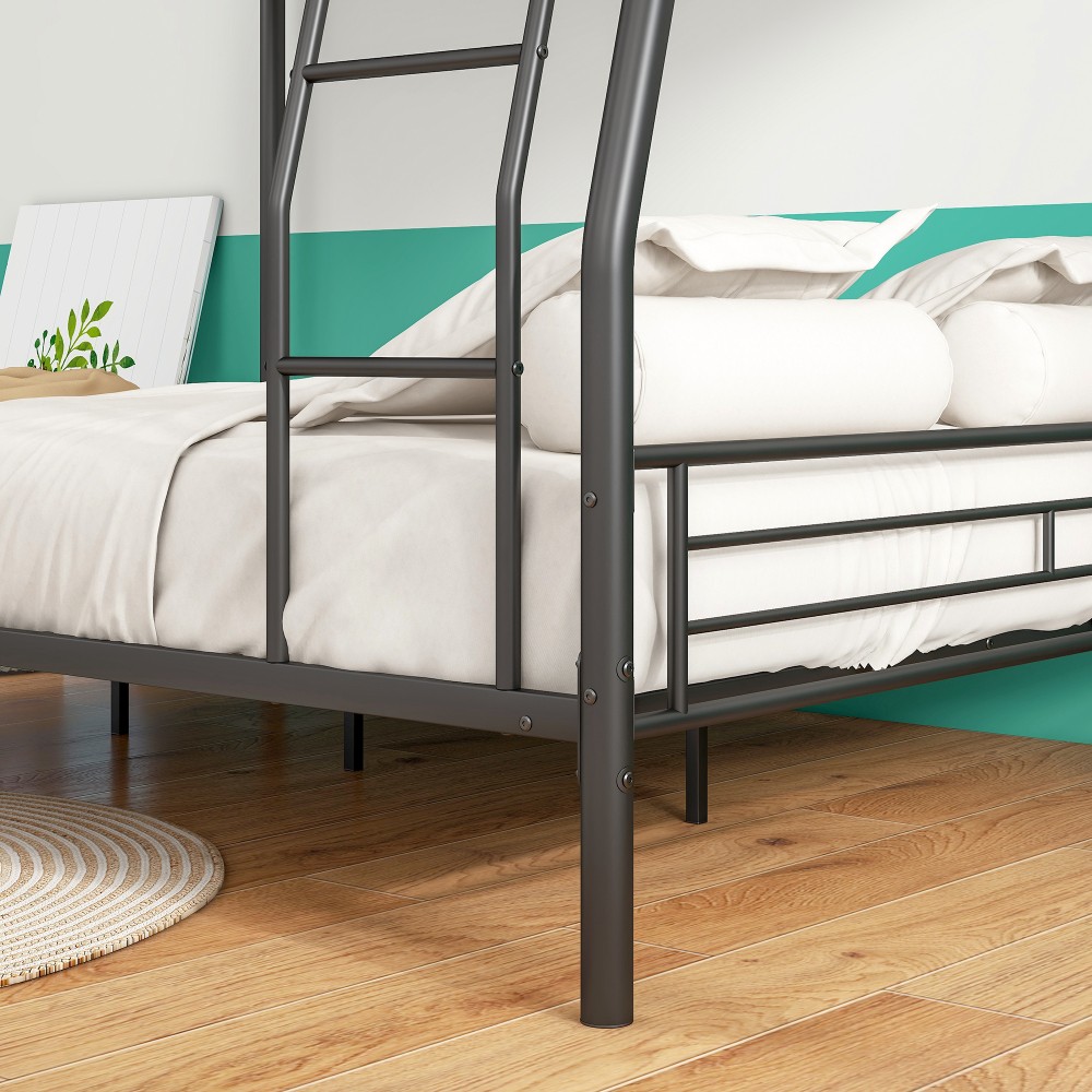 Heavy Duty Metal Bunk Bed Full Over Queen Bunk Bed Frame, Noise Free Frames
