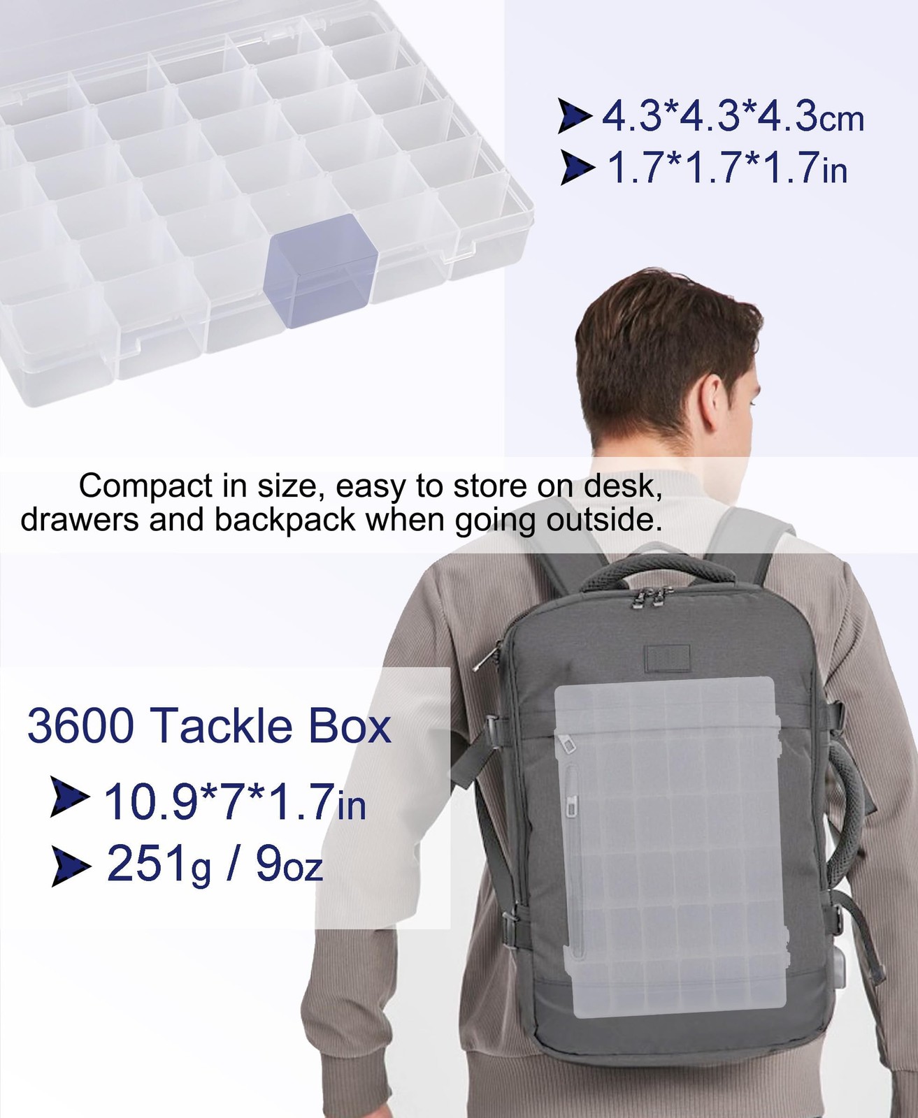 8 PCS 36 Grids Bead Organizer Box Plastic Box Clear Box Organizer 3600 Tackle