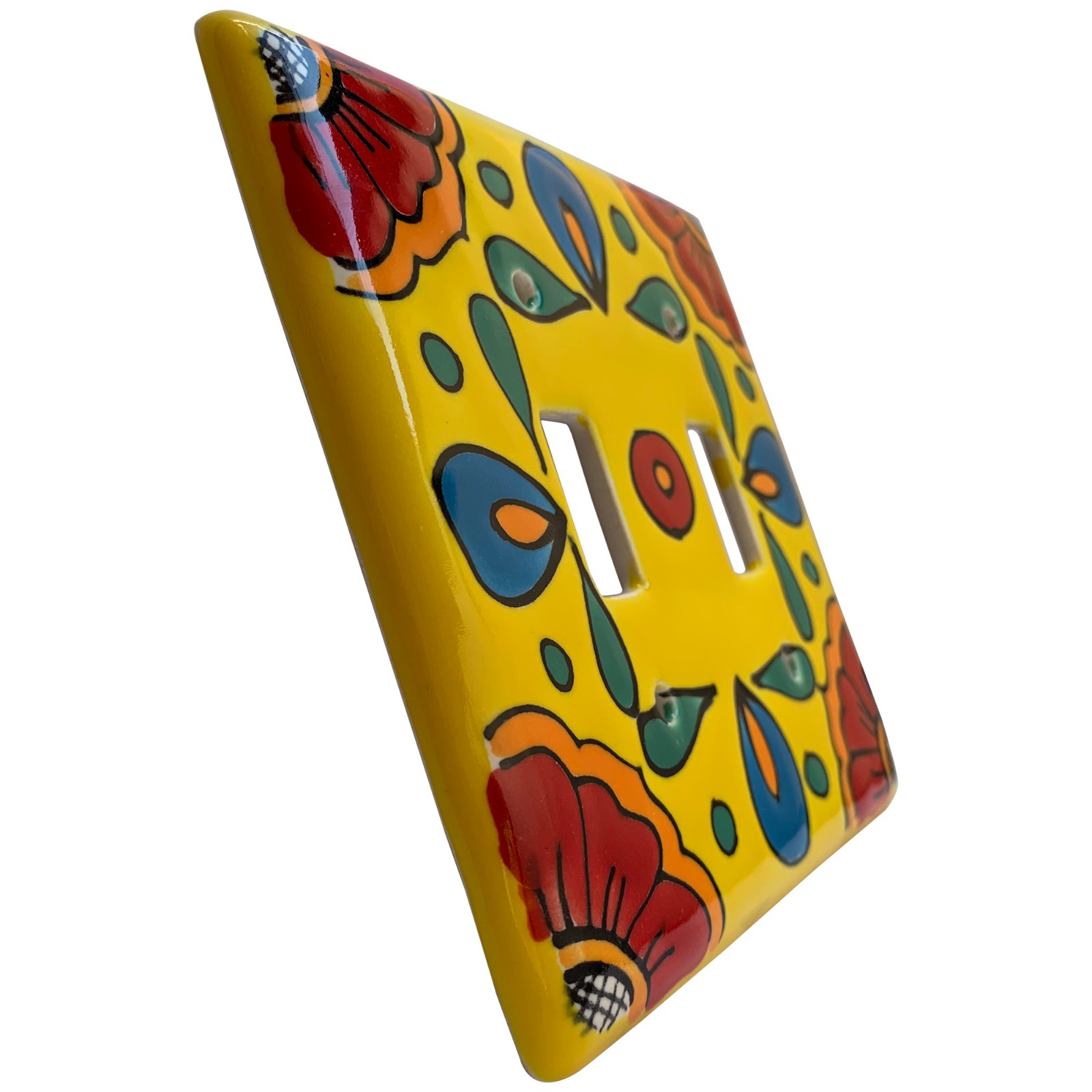 TalaMex Mexican Ceramic Wall Plate Canary Double Switch Plate