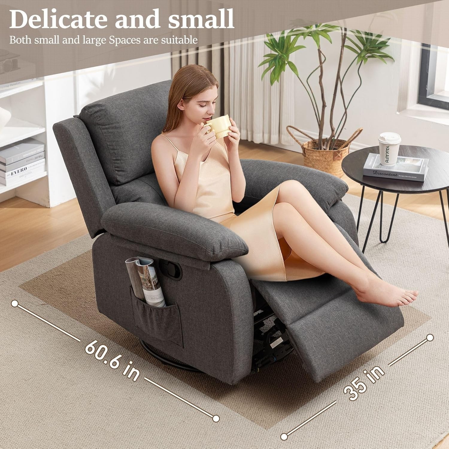 Recliner Chair, 360 Swivel Rocker Chair for Adults, Small Rocking Recliner Chair