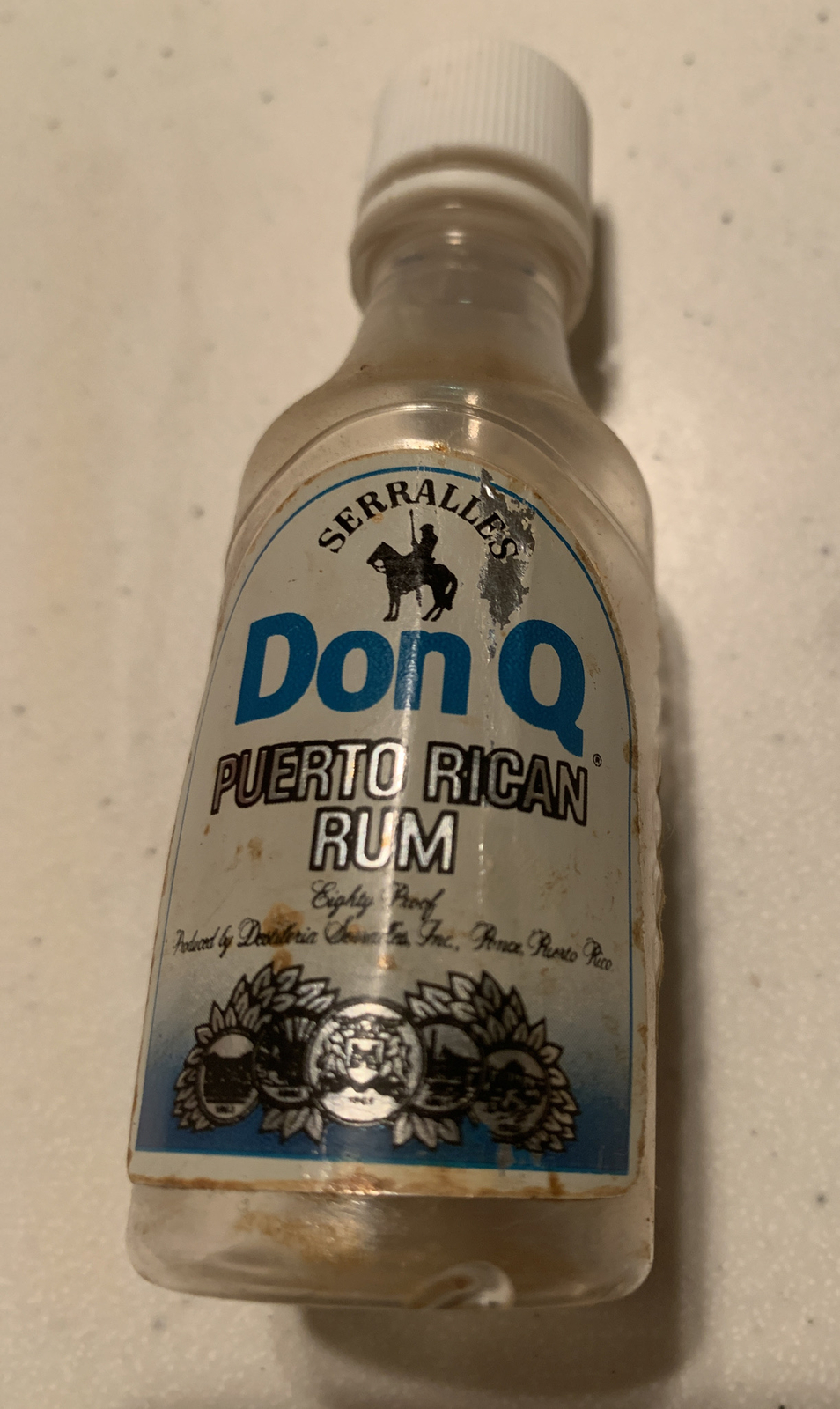 VTG 50 ML RUM BOTTLE / SERRALLES DON Q w/ LABELS  / PUERTO RICAN RUM