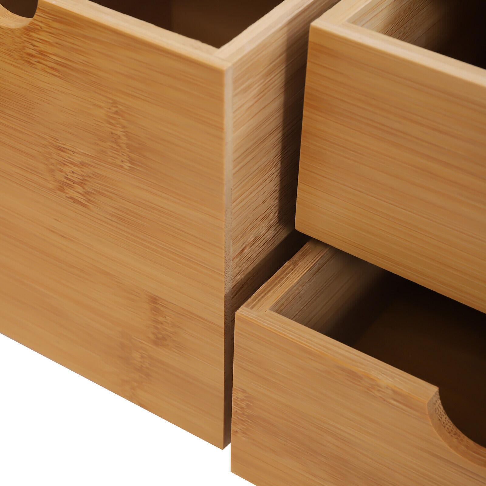 Office Desk Organizer Drawers Desktop Storage Bamboo Box Storage Recess Handle