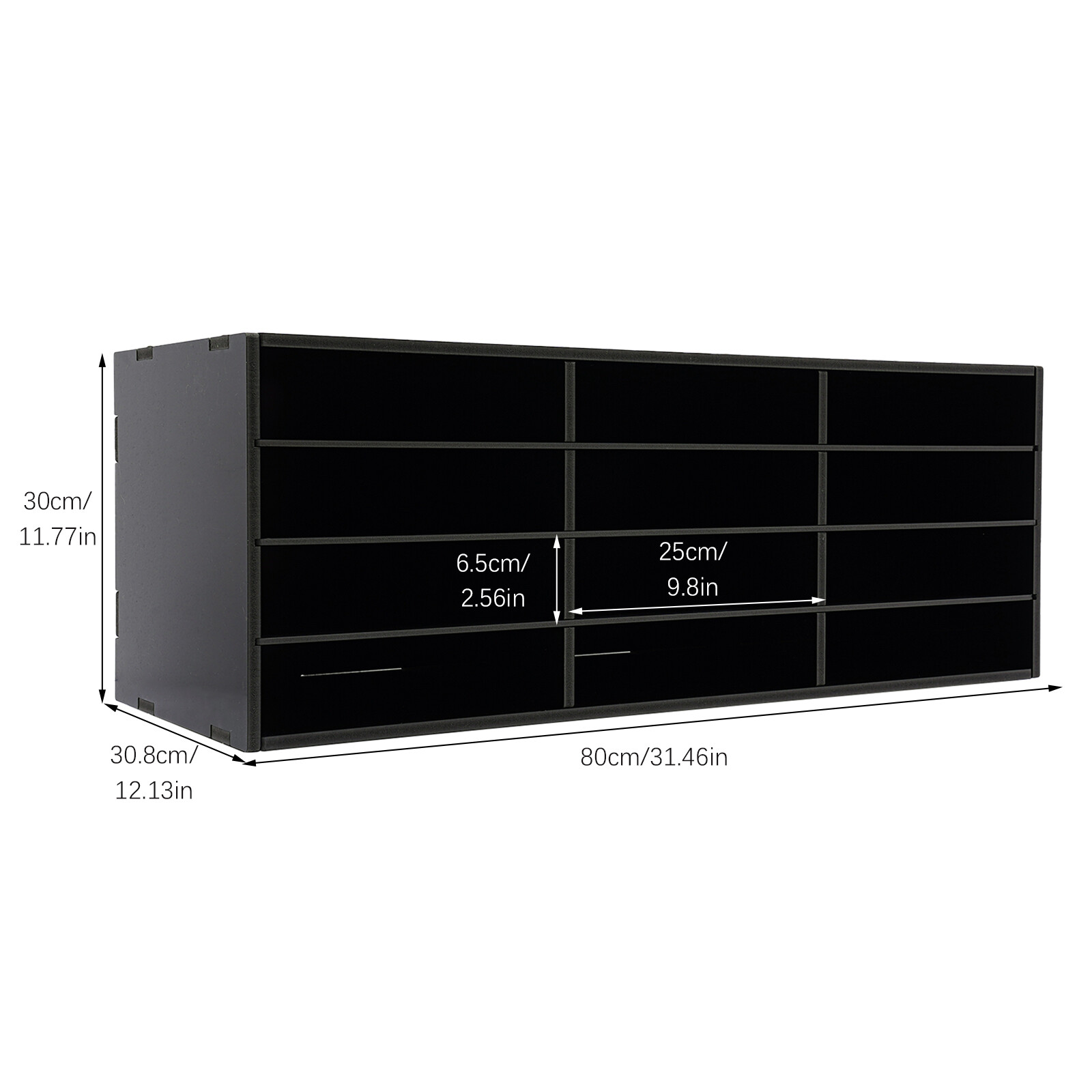 4 Tiers PVC Desktop Countertop Literature Organizer Black Office Home Use NEW