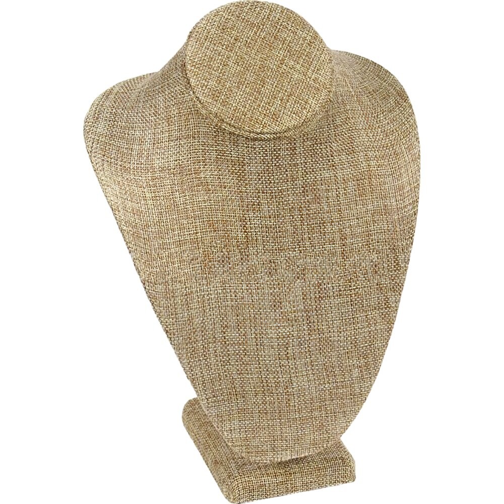 Burlap Standing Bust for Jewelry Display - 7.5"x5.1"x11"