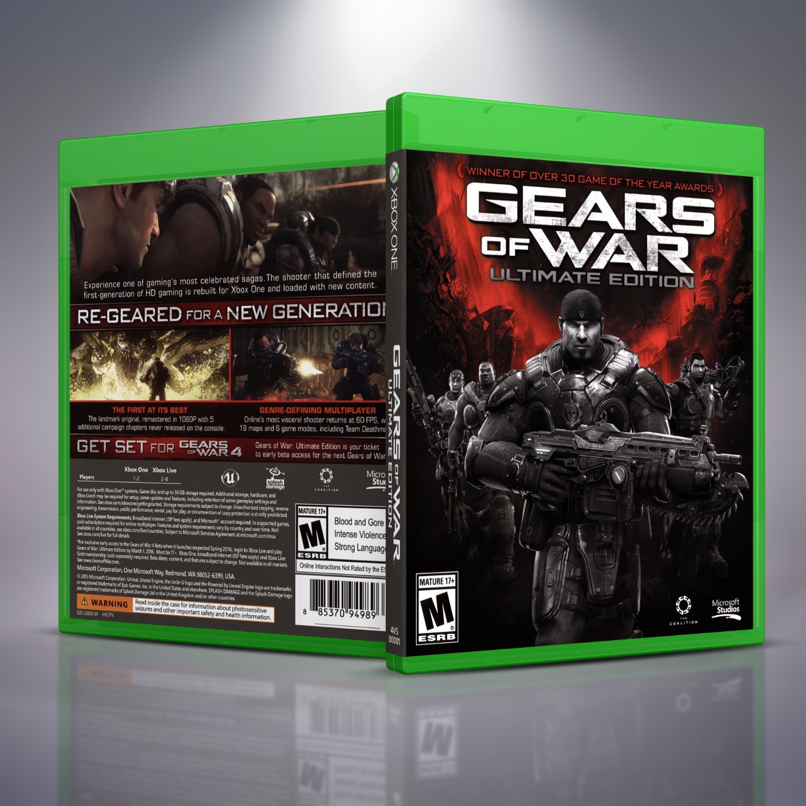 Gears of War Ultimate Edition - Replacement Xbox One Cover and Case. NO GAME!!