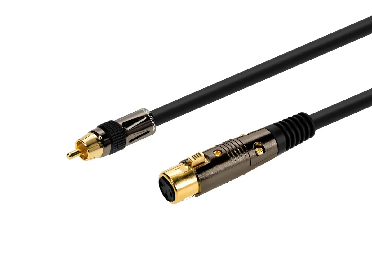 Monoprice 10ft Premier Series XLR Female to RCA Male Cable, 16AWG (Gold Plated)