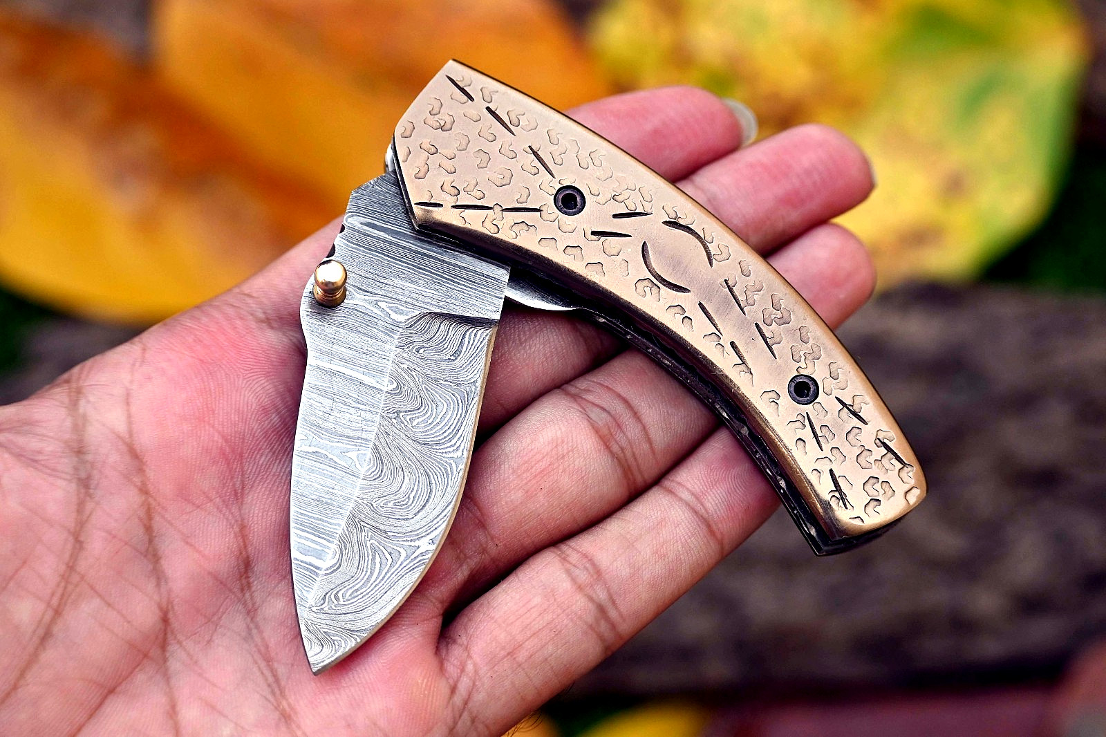 CUSTOM MADE HAND FORGED DAMASCUS STEEL FOLDING BLADE POCKET KNIFE ZS 428