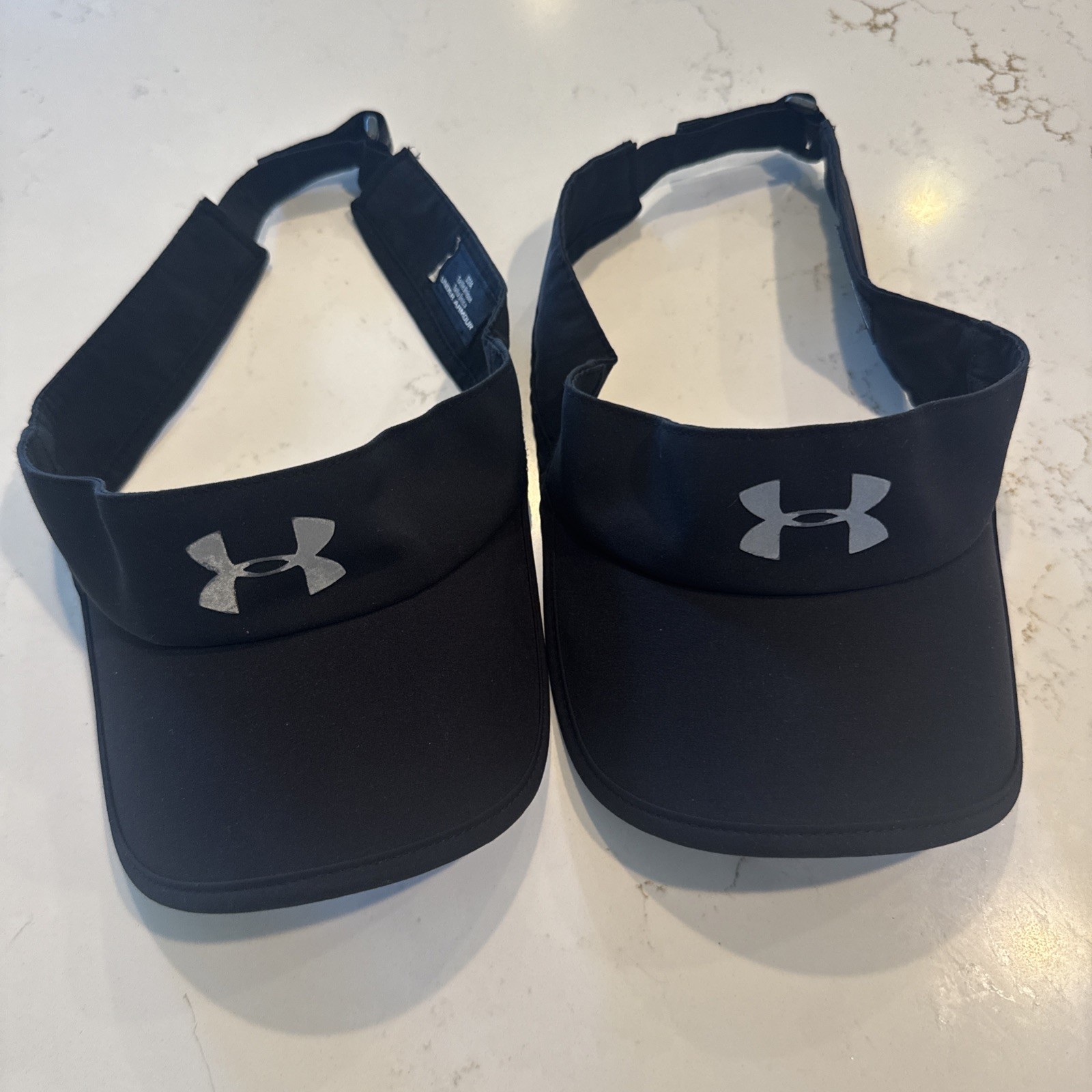 Two  UNDER ARMOUR Mens Shadow 3.0 Adjustable/OSFA Visor-Black/Reflective Silver