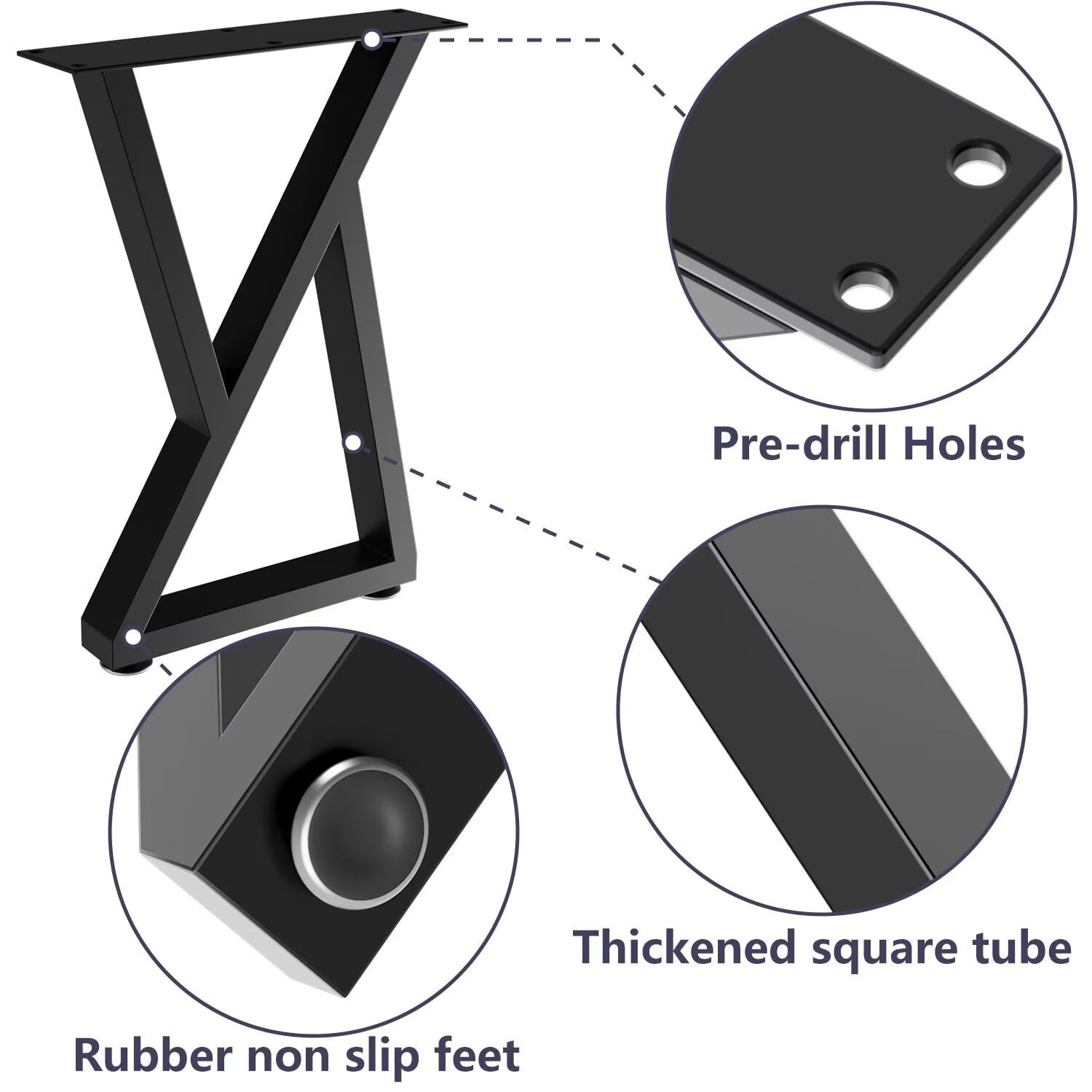 Set of 2 16" Black Triangle Type Glossy Bench Legs DIY Coffee Table Legs