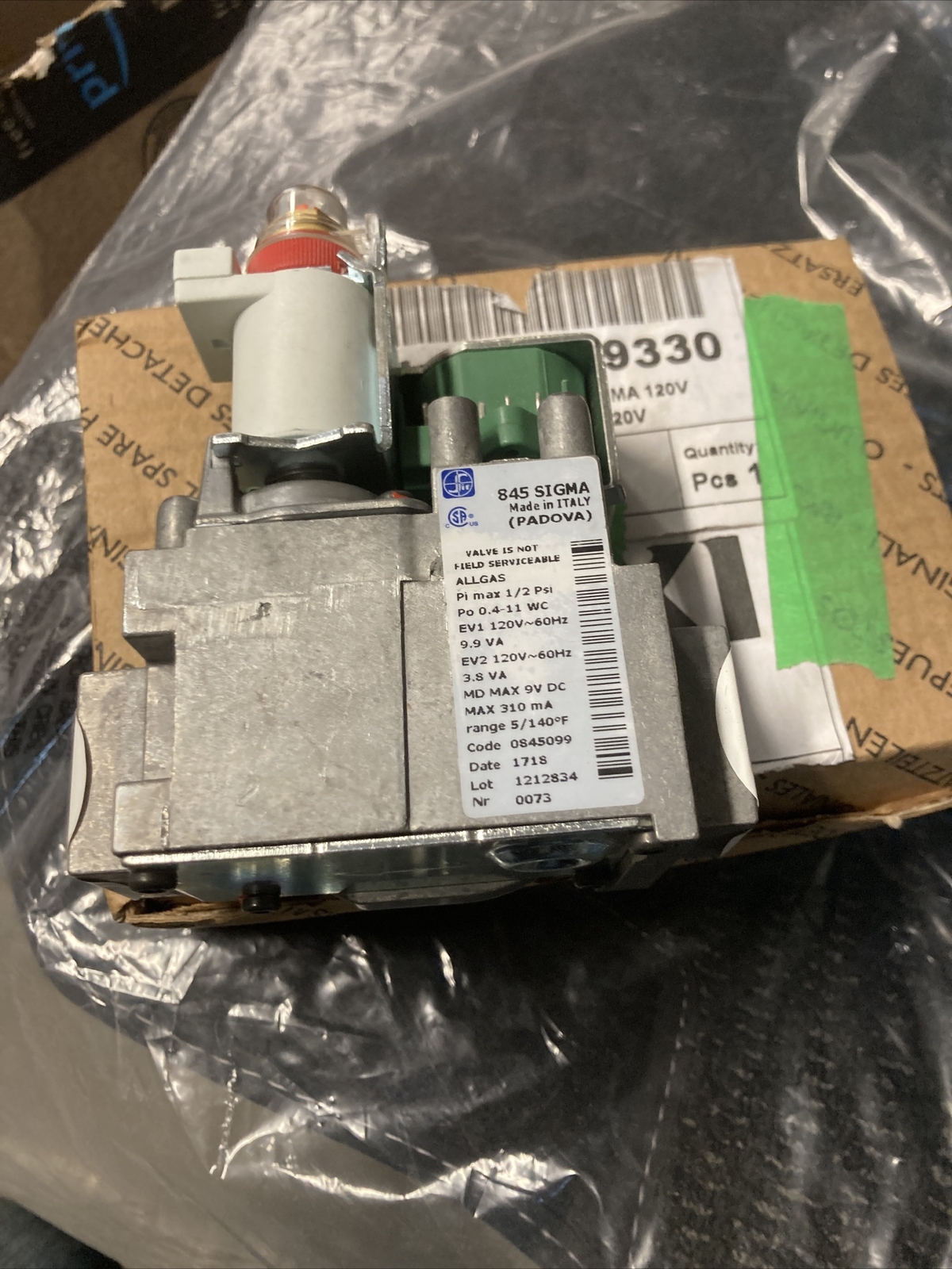 Baxi 5689330 Gas Valve Sit 845 Sigma 120V Valvola Padova All gas 0845099