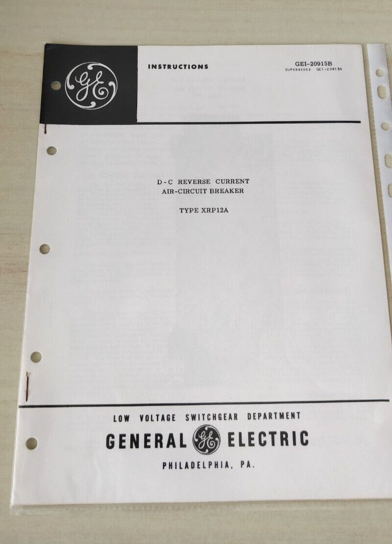 1950s GE  Air-Circuit Breaker XRP12A Install & Service Manual (Aircraft Antenna)