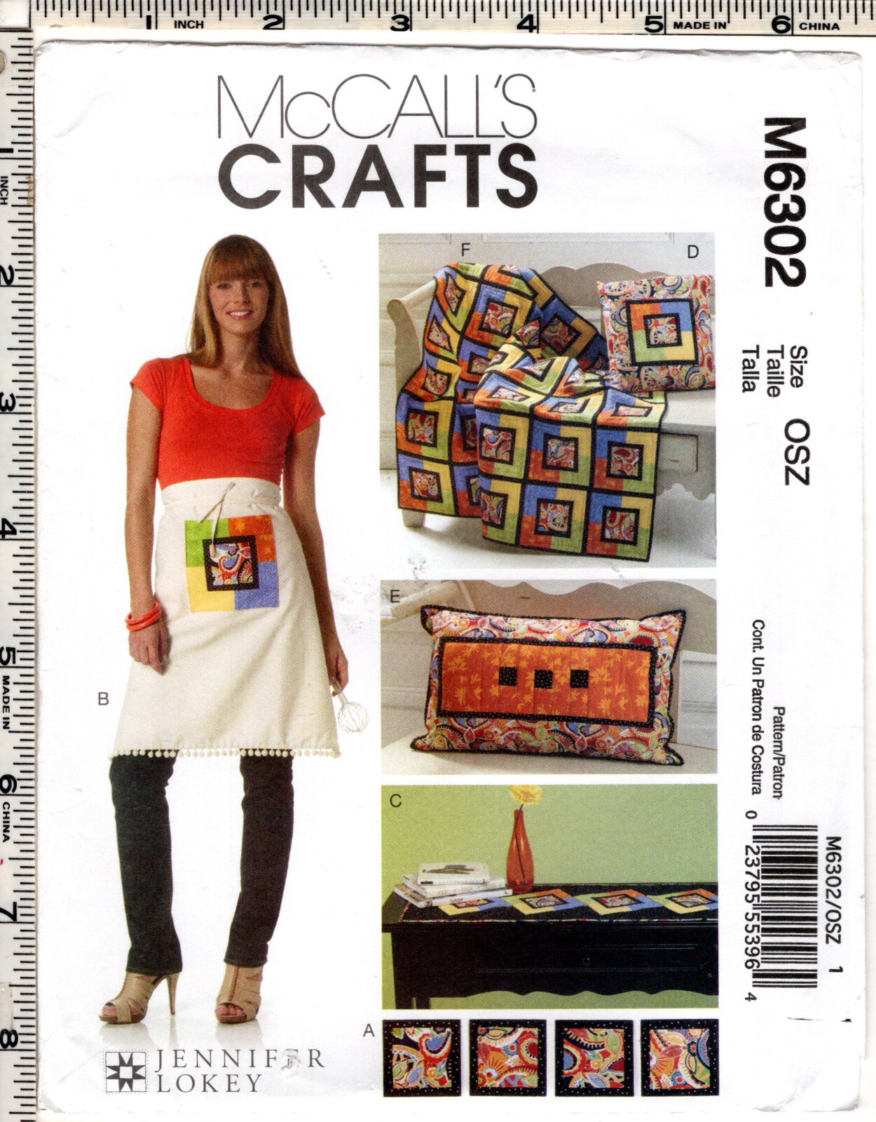 "Coasters, Apron, Runner, Pillows & Lap Quilt" ©2011 McCall's Crafts M6302 UNCUT