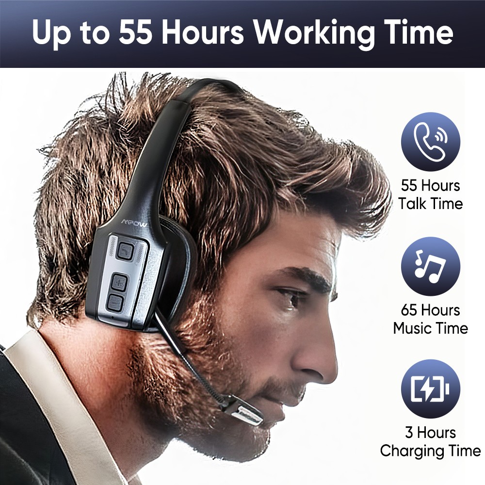 Trucker Noise Cancelling Bluetooth Headset Wireless Headphone for Truck Driver