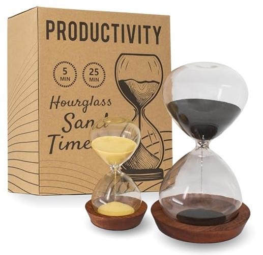 Decorative Hourglass Sand Timer Set - Includes 25 and 5 Minute Sandglass