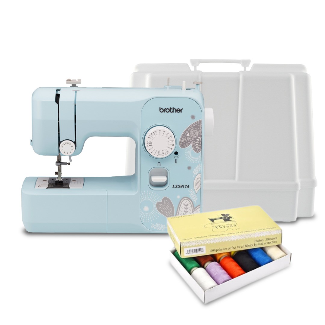 Brother RLX3817A 17-Stitch Sewing Machine Refurbished Bundle (Blue)