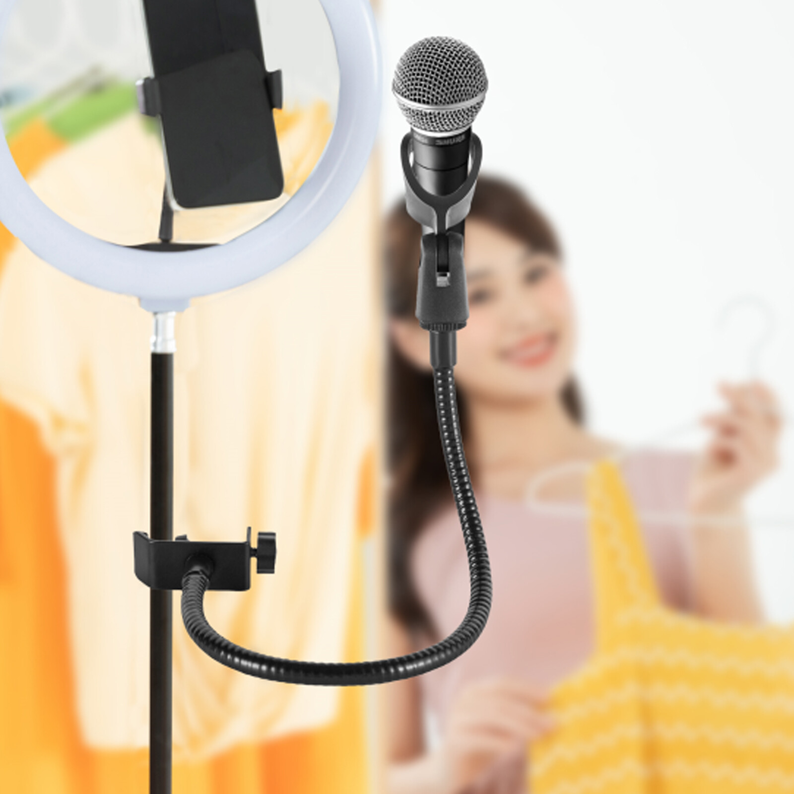 Adjustable Microphone Stand with Desk Clamp for Radio Broadcasting