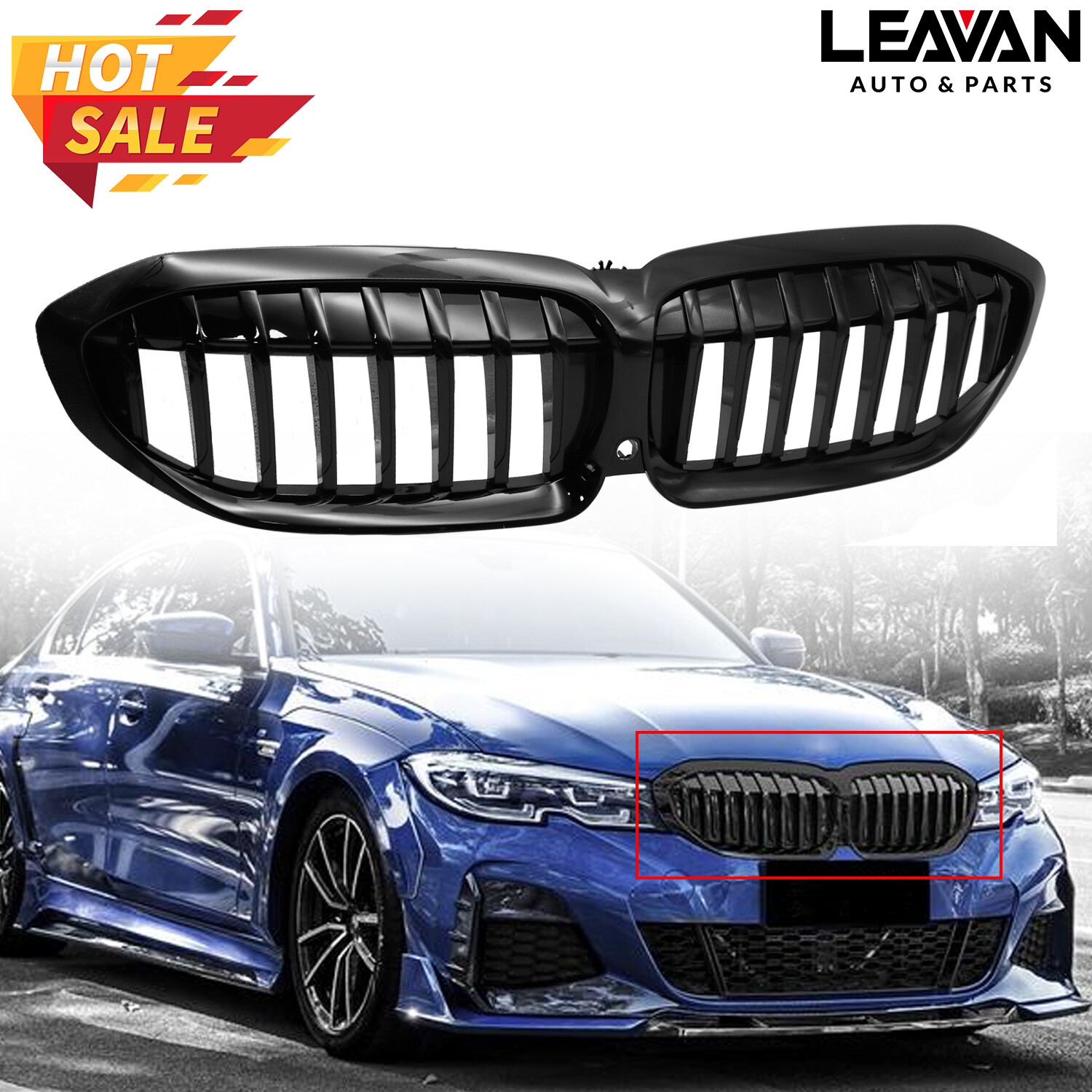 Glossy Black Front Kidney Grill Grille for BMW G20 G21 330i M340i 2019 2020 2021