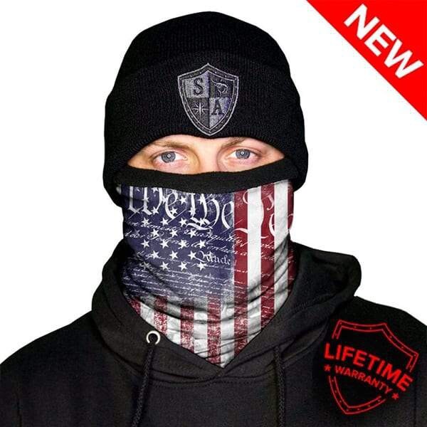 Thermal Fleece Lined Salt Armour Face Mask We The People American Flag with Guns