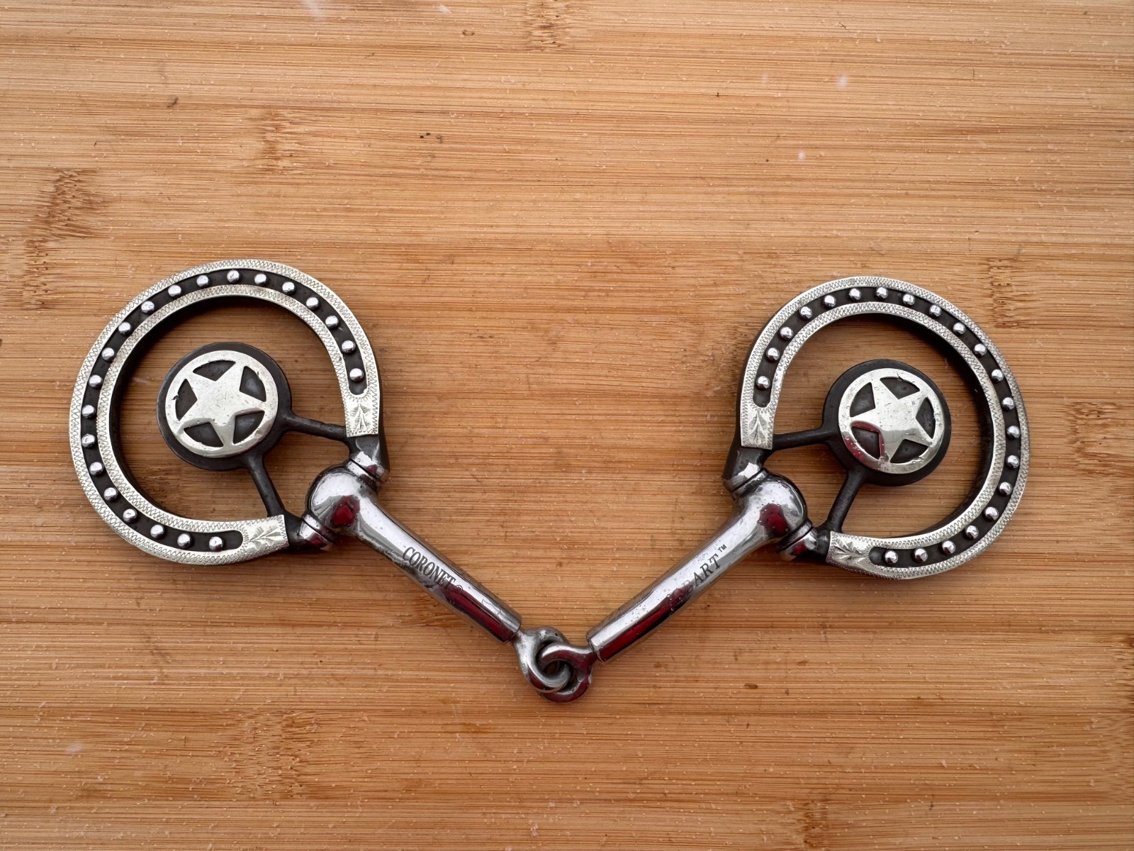 ROBART Pinchless Silver Mounted Star Concho Western Snaffle  Bit ~ 5"