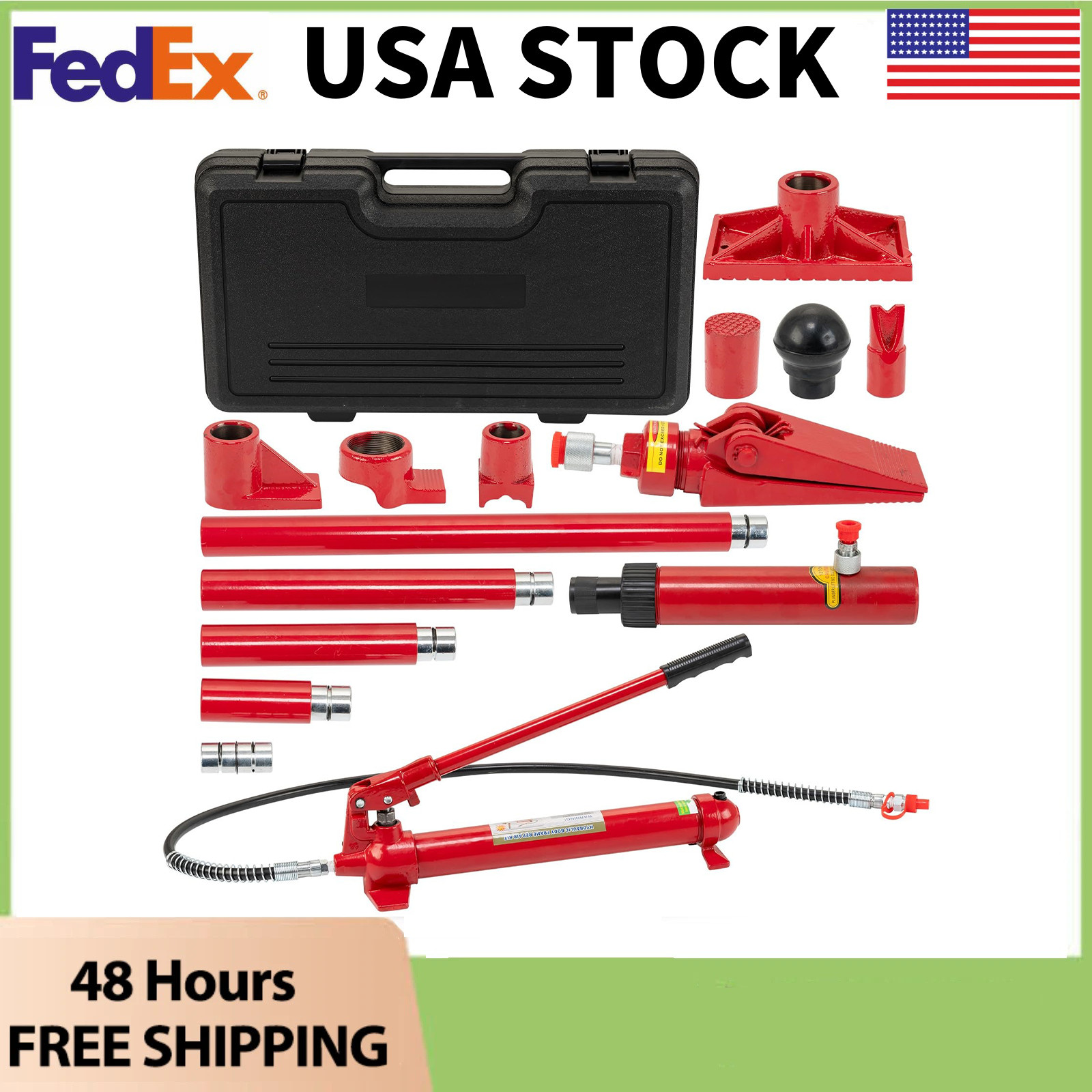 12 T Hydraulic Porta Power Jack Air Pump Lift Ram Body Frame Repair Kit Portable