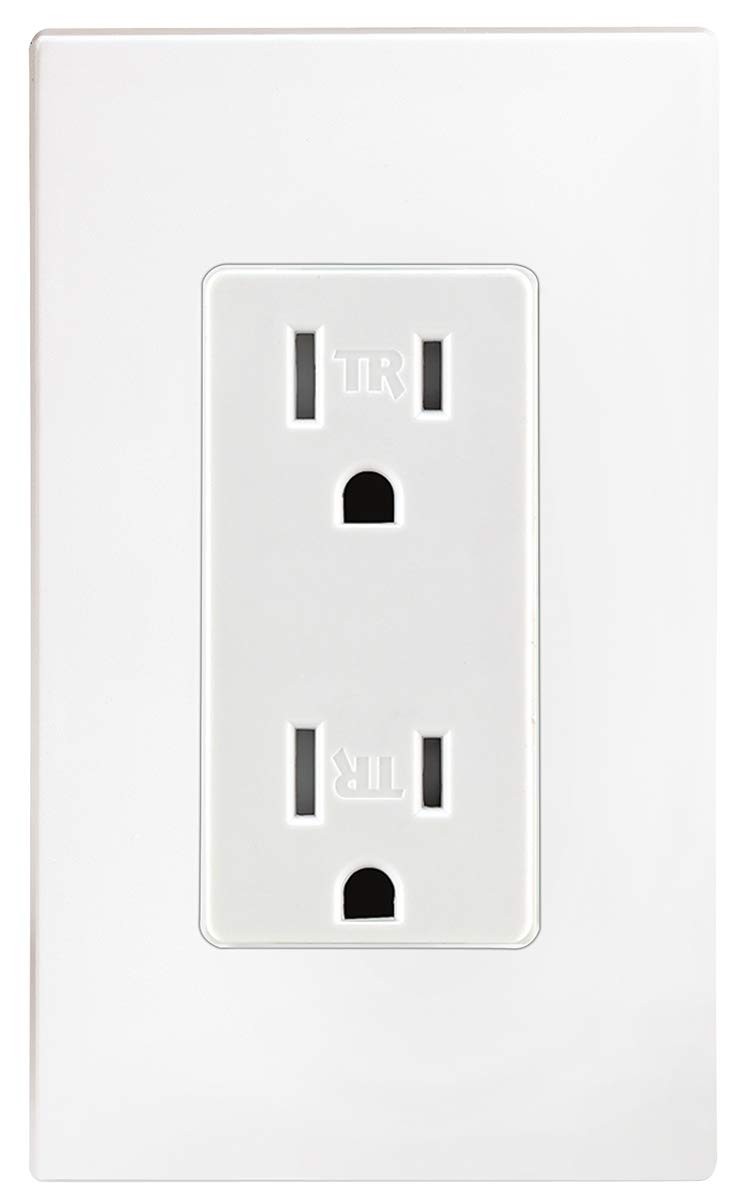 Durable 15 Amp Tamper-Resistant Electrical Outlets - 10 Pack, White Finish