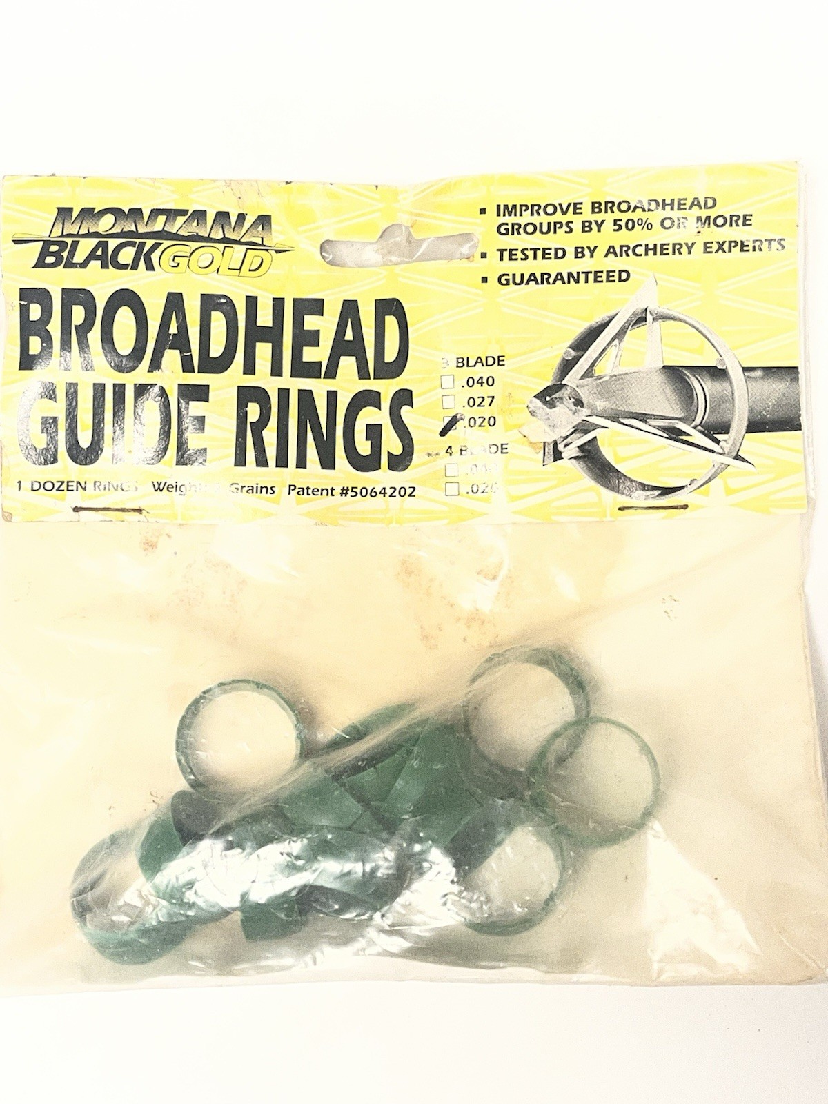 VINTAGE MONTANA BLACK GOLD ARCHERY BROADHEAD GUIDE RINGS .030 3 BLADE
