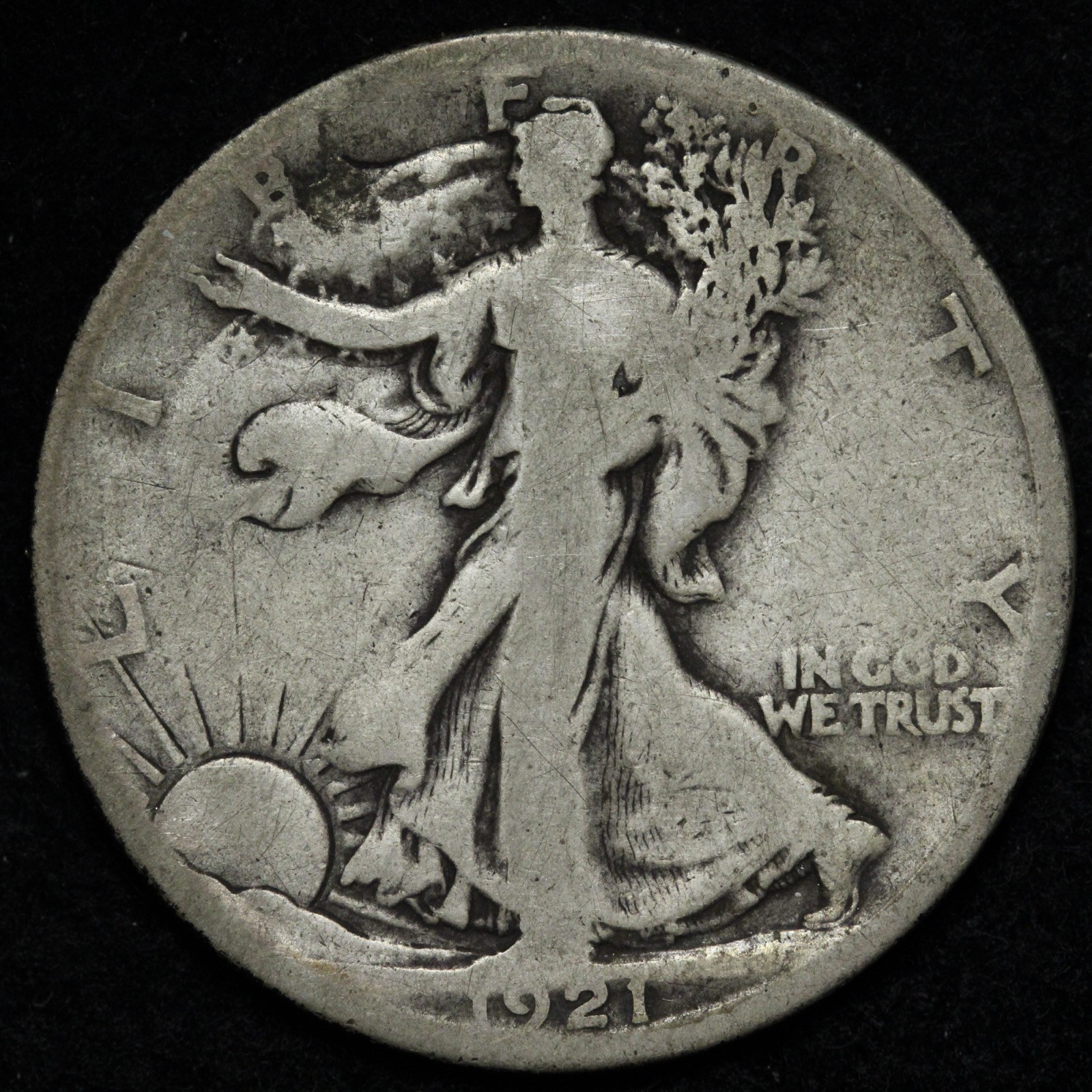 1921-S Walking Liberty Silver Half Dollar VG E355 WALM