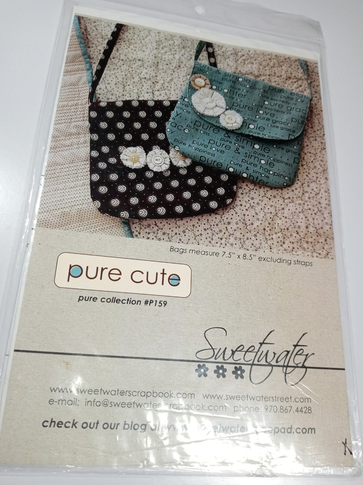 SweetWater Bag Pattern Pure Cute Pure Collection #P159 NEW
